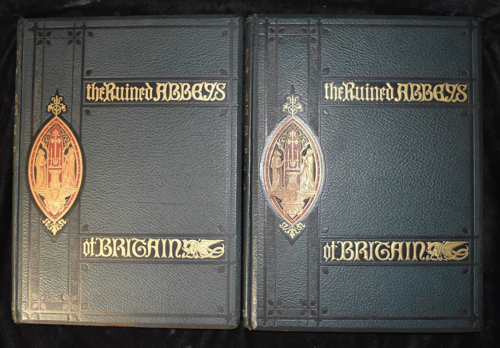 1882 1st Ed - The Ruined Abbeys of Britain. Vols I & II by Frederick Ross: The Ruined Abbeys of Britain. Vols I-II by Frederick Ross. Published by William Mackenzie, London, 1882. 1st Edition. Very nice condition for their age. Publishers original green cloth hardbacks with 