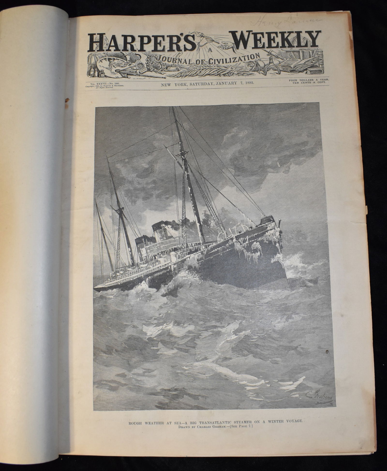 Harpers Weekly Magazines Volume January 7 1893 #1881 through Volume XXXVII #1905 June 24, 1893 (1 of 7)