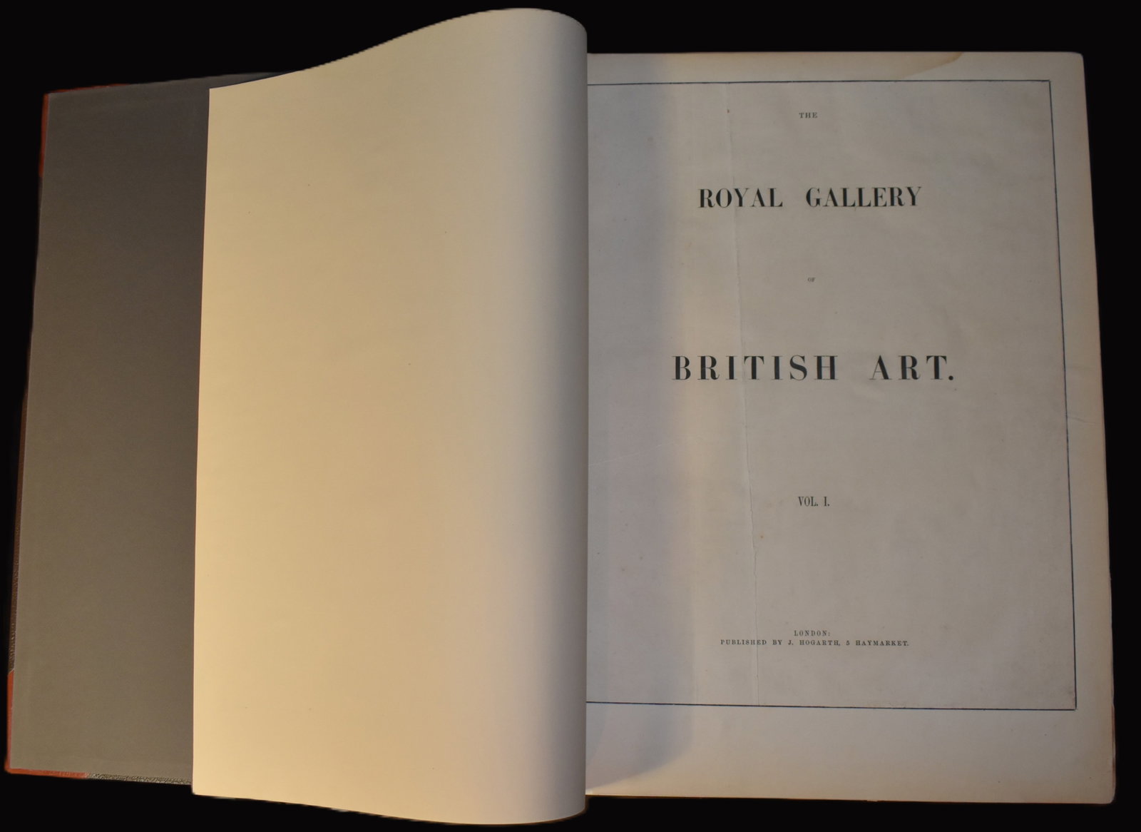 RARE 1851 The Royal Gallery of British Art by J. Hogarth presented to Queen Victoria Volume 1 HUGE: RARE 1851 The Royal Gallery of British Art by J. Hogarth. Published By J. Hogarth, 5 Haymarket, London circa 1851. Presumed 1st Edition. Half leather hardback. Cover has been professionally redone, ti
