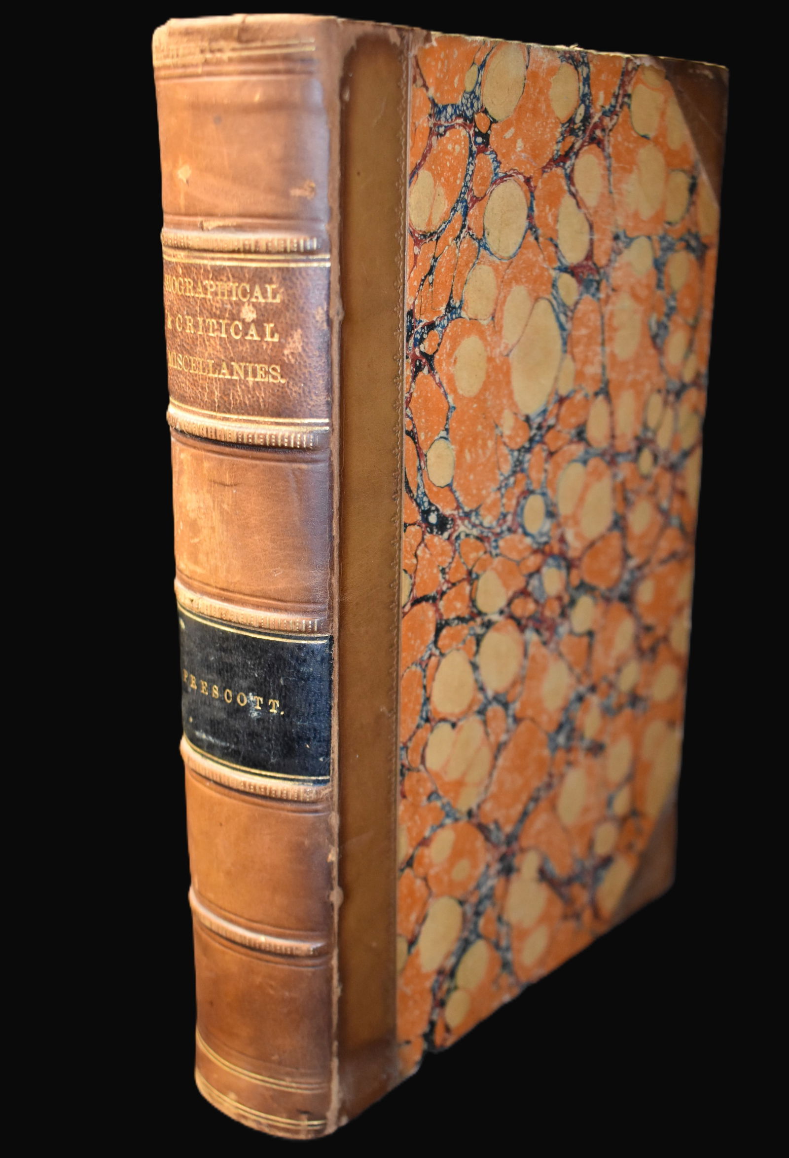 1864 Biographical and Critical Miscellanies by William H. Prescott - Half Leather Hardback (1 of 11)