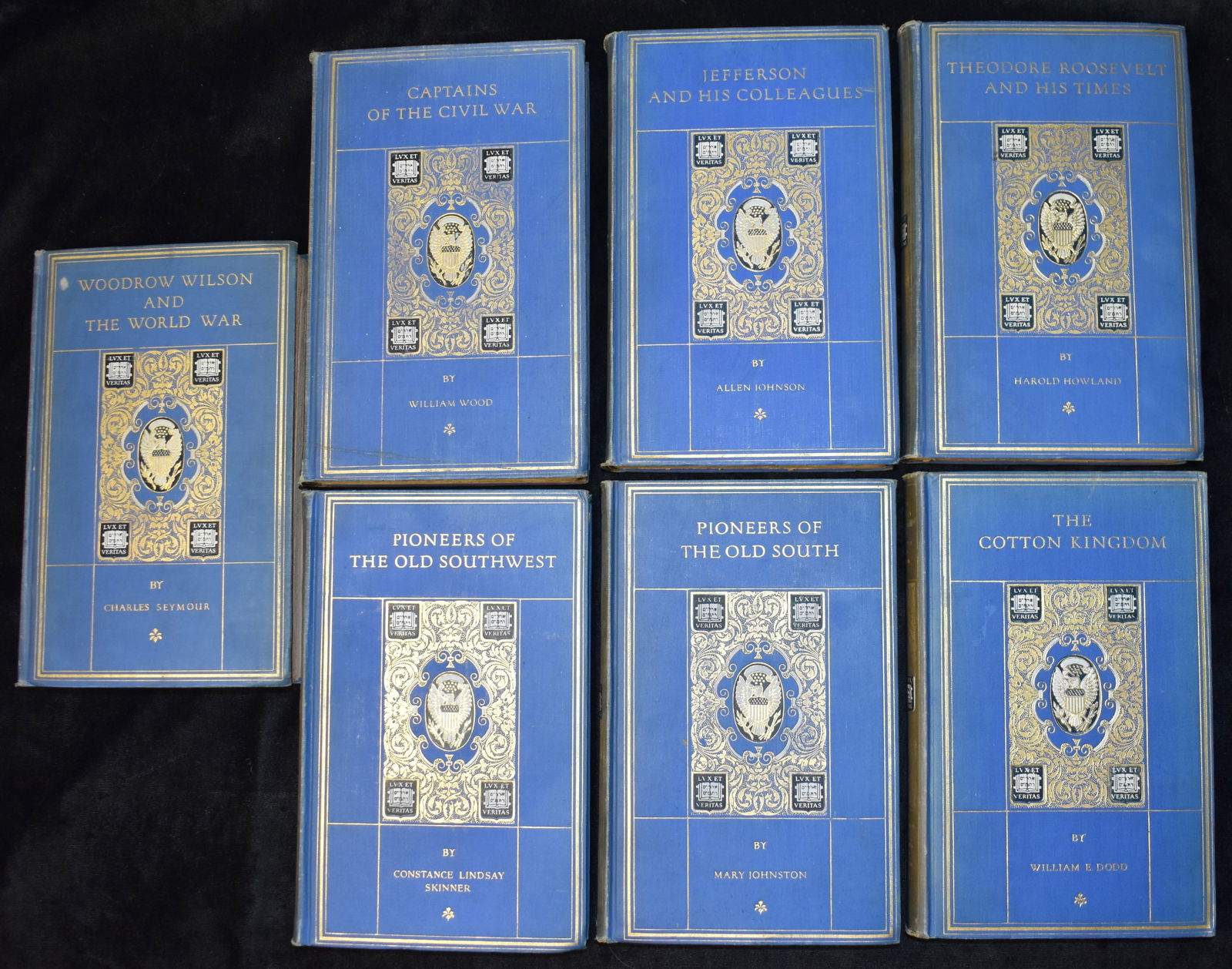 7 Volumes from The Chronicles of America Series - 1918-1921 CAPTAINS of the Civil War, Pioneers of: CAPTAINS OF THE CIVIL WAR: A Chronicle of the Blue and the Gray by Wod, William 1921; Pioneers of the Old Southwest by Constance Lindsay Skinner 1919; Jefferson and His Colleagues by Allen Johnson