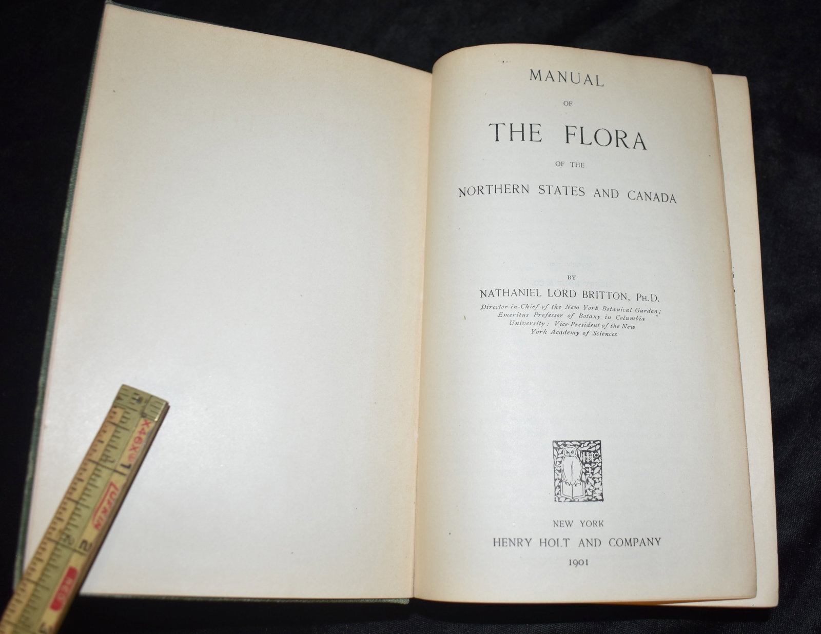 1901 Manual of the Flora of the Northern States and Canada 1st Edition: Manual of the Flora of the Northern States and Canada by Britton, Nathaniel Lord. Published by Henry Holt & Company, New York, New York, 1901. 1st Edition. Good condition hardback. Some wear to cover 