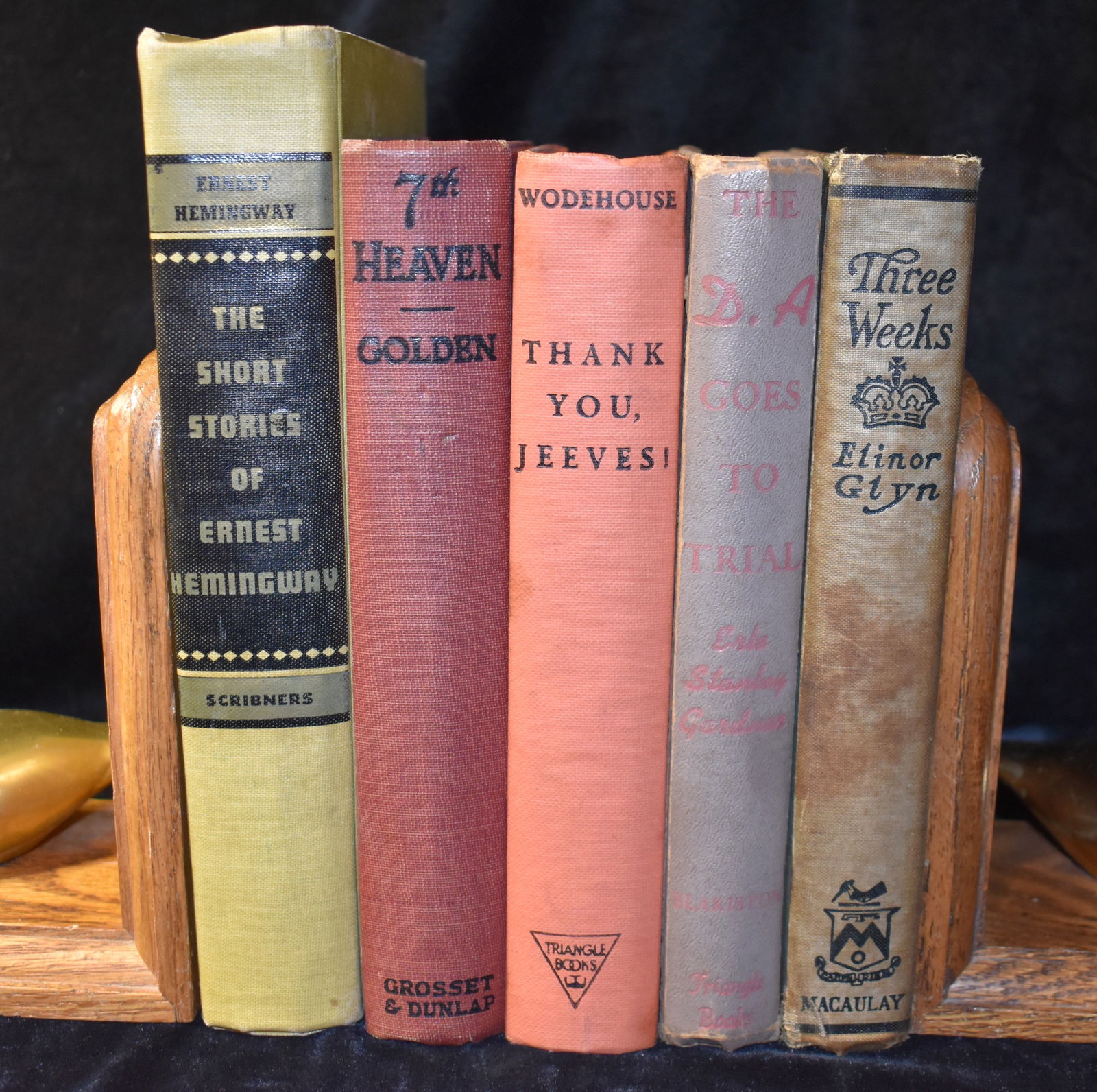 5 Old Books - 7th Heaven 1924, Thank You Jeeves 1939, Three Weeks 1912 (1 of 17)