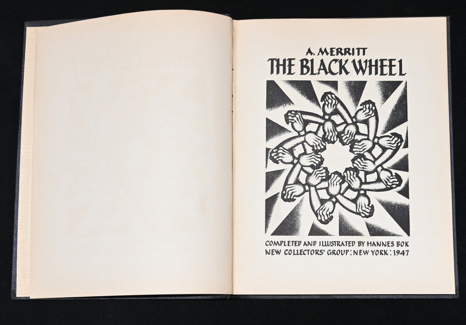 The Black Wheel by A. Merritt 1947 1st Edition: Hard Cover. Condition: Good condition. Cover has some wear. Hannes Bok (interior illustrations) (illustrator). First Edition. ----------large hardcover, 8-3/4 inches wide by 11 inches tall. Chapters 1