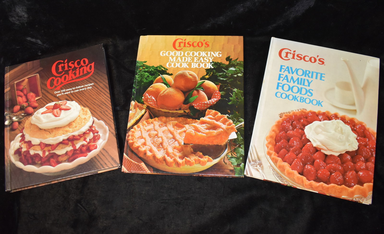 3 Hardback Cookbooks by Crisco - 1973-1982: Crisco's Favorite Family Foods Cookbook by Procter & Gamble Co.. Published by Procter & Gamble, 1973; Crisco's Good Cooking Made Easy Cook Book by Proctor & Gamble Co.. Published by Meredith Publishin