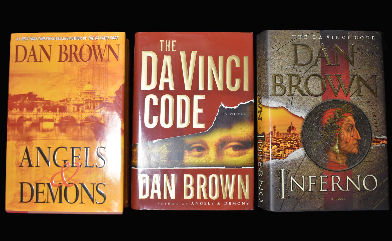 Dan Brown 3 Hardback Books - Inferno 2013, The Da Vinci Code 2003, Angels & Demons 2000 (1 of 11)