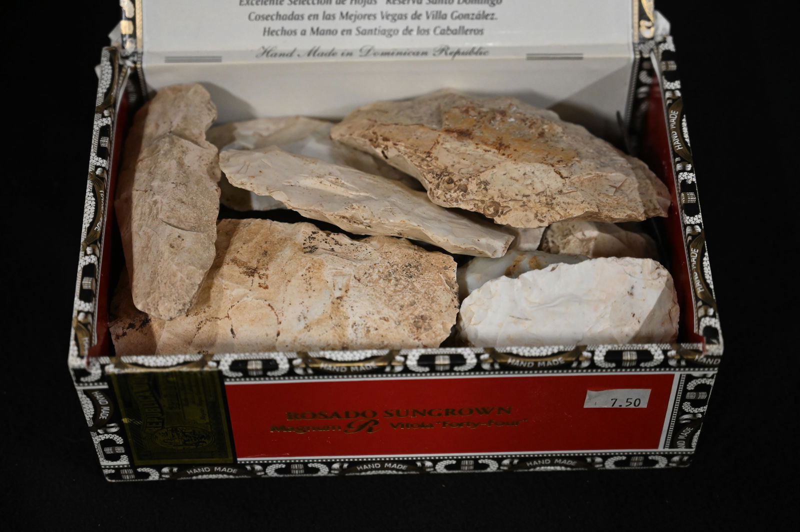 Cigar Box Full of Flint Tools Found in West Central Illinois.  Cigar Box measures 8 1/2" x 5 1/2" x (1 of 6)