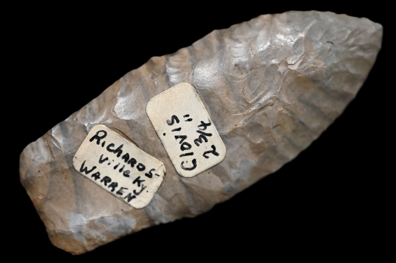 2 3/4" Clovis Arrowhead Restored 3/4" Tip Found in Warren Co. Kentucky Ex: Walt McIntyre (1 of 6)
