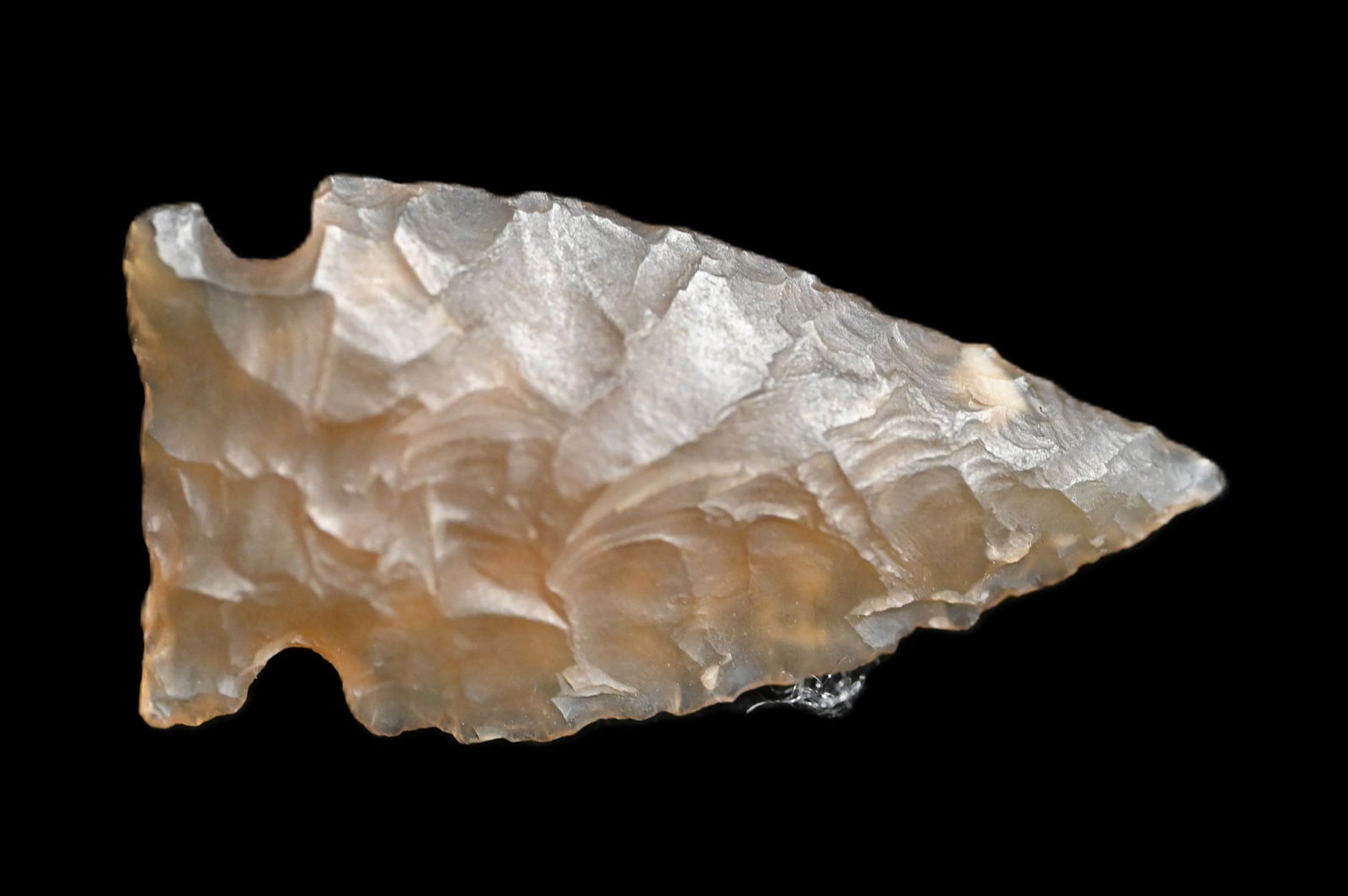 1 1/8" Plains Side Notched Knife River Chert Arrowhead Found in North Dakota Ex: Dan Maas (1 of 7)