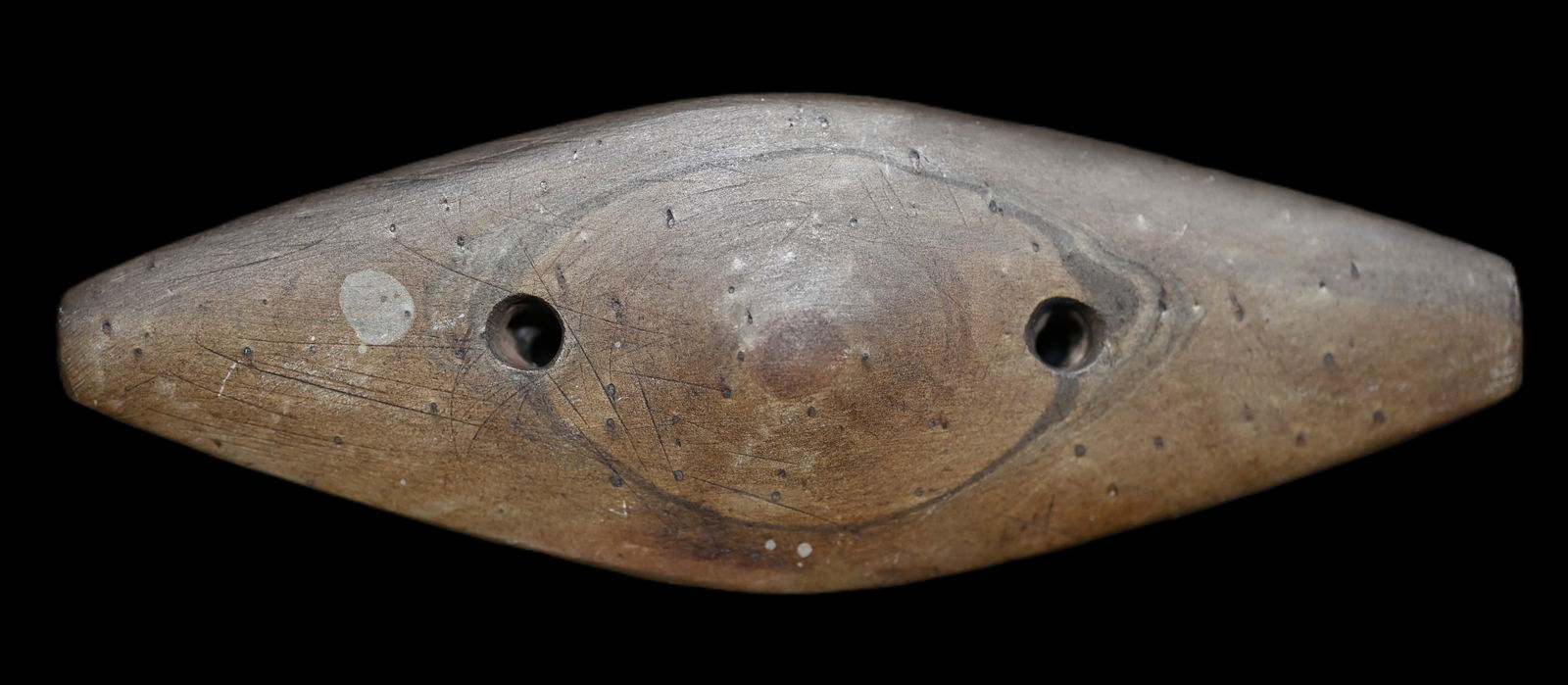 4" Slate 2 Hole Gorget Found in Indiana Ex: Dan Maas Collection. (1 of 9)