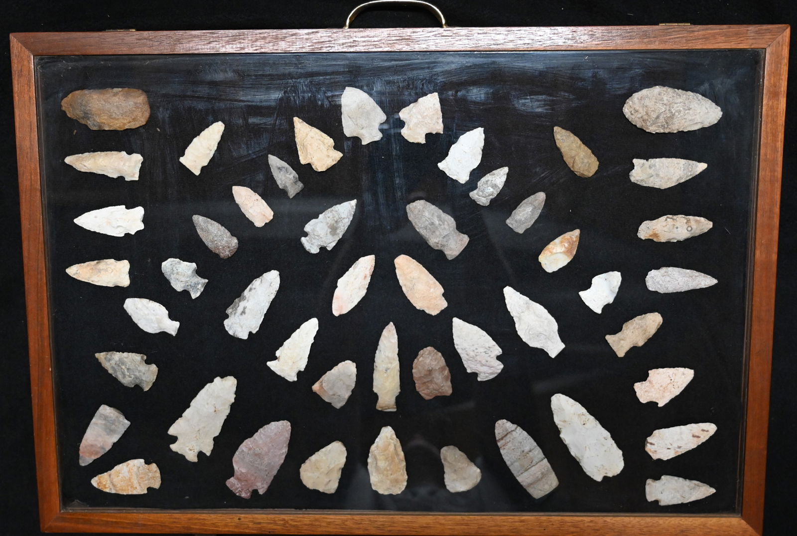 Frame of 48 Arrowheads Found in Missouri by Chris Morehead. (1 of 7)