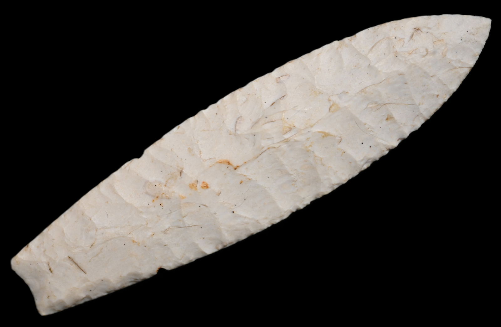 4 3/8" Agate Basin W/ Roy Motley COA Stating Modern Re-Chipping on the Tip.  Found in Pettis Co. (1 of 9)