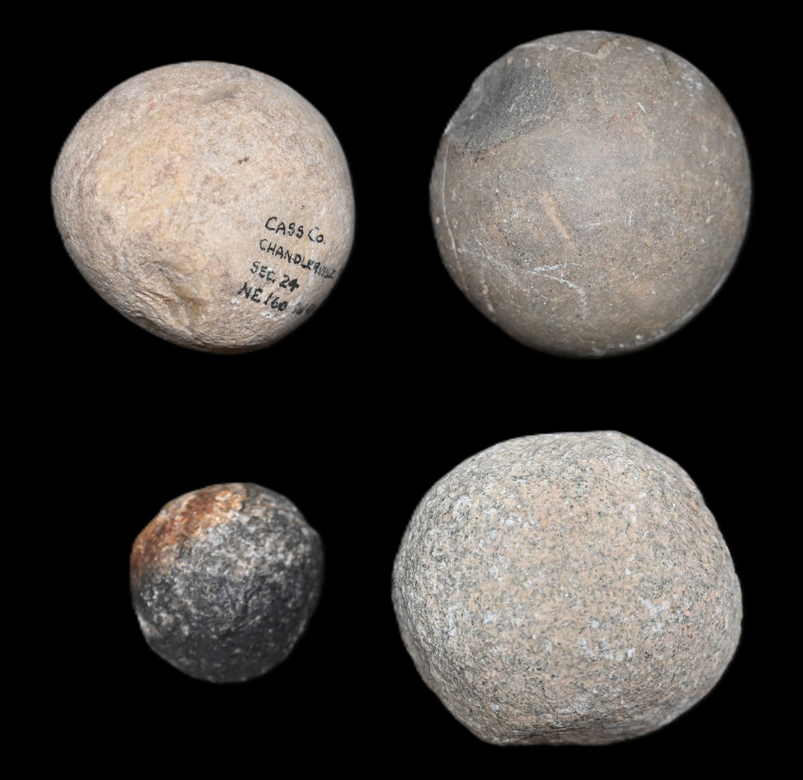 4 Game Balls or Hammerstones Found in Illinois 3" Largest. (1 of 4)
