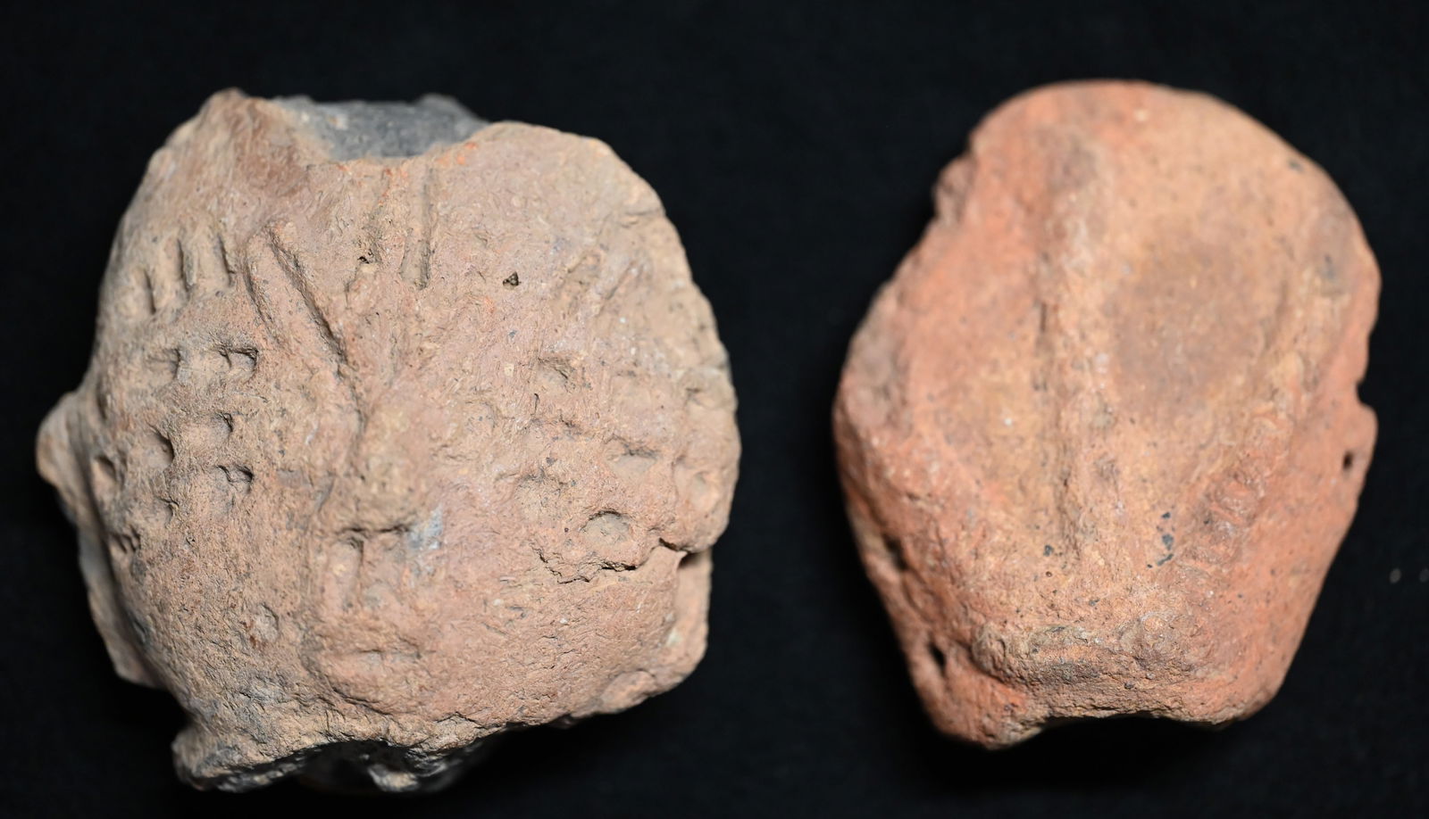 2 Ancient African Bura Sikka Clay Grave Markers 3 3/8" largest: Bura pottery grave markers are fascinating artifacts from the Bura culture, which thrived in present-day Niger between the 3rd and 11th centuries. These markers were often upturned pottery urns, some