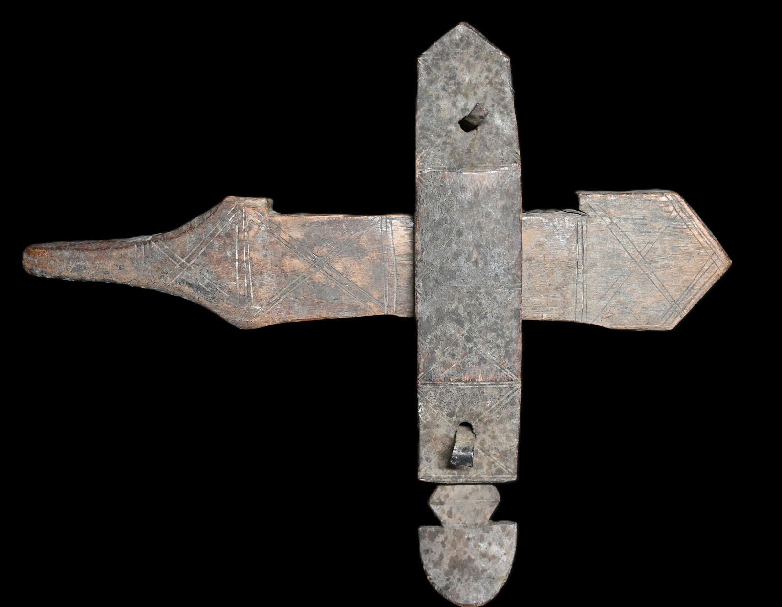 15" Large Dogon Wood Door Lock. (1 of 7)