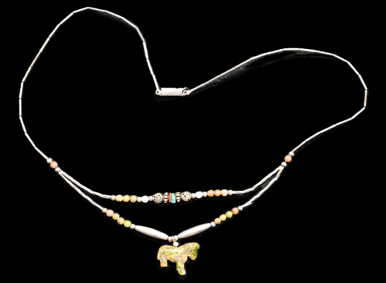 Sterling Silver Horse Fetish Necklace.: Sterling Silver Horse Fetish Necklace.