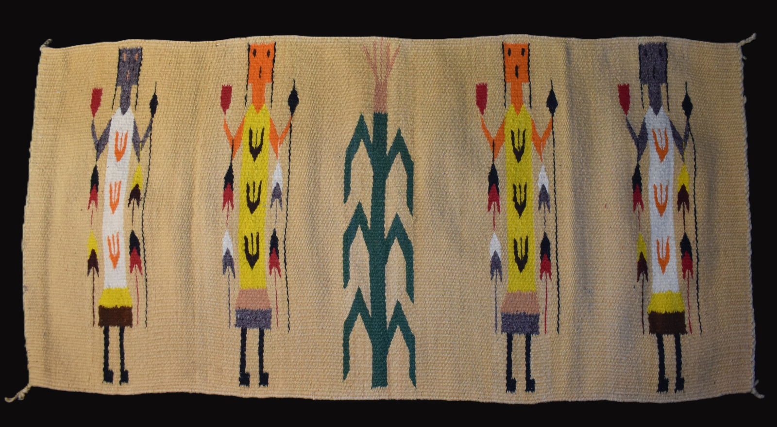 Navajo Yei Style Hand Woven Rug made in Mexico circa 1970's (1 of 4)