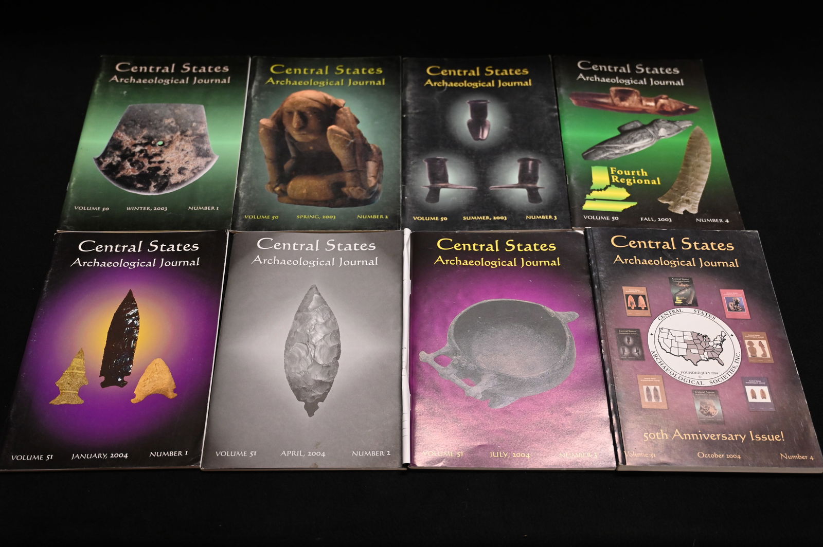 Central States 2003 & 2004 Volume 50 & 51 Archaeological Journals Complete Year Sets of 4. 8 total: Central States 2003 & 2004 Volume 50 & 51 Archaeological Journals Complete Year Sets of 4. 8 total journals.`