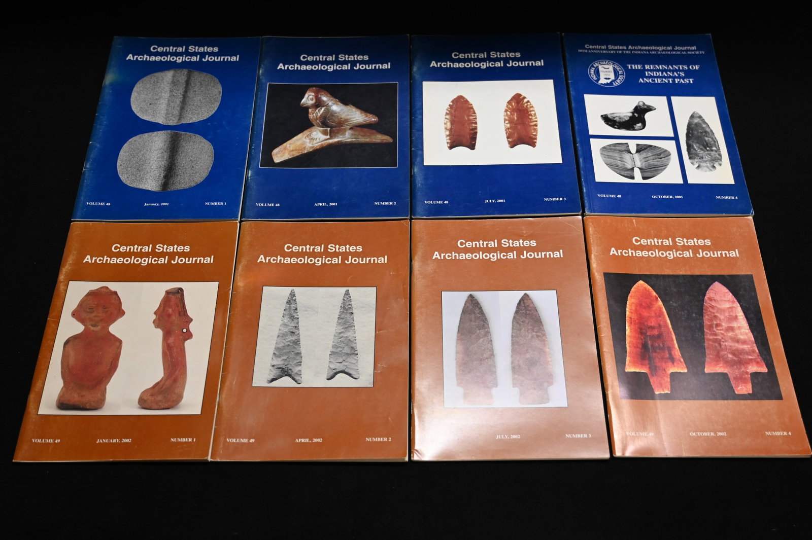 Central States 2001 & 2002 Volume 48 & 49 Archaeological Journals Complete Year Sets of 4. 8 total: Central States 2001 & 2002 Volume 48 & 49 Archaeological Journals Complete Year Sets of 4. 8 total journals.`