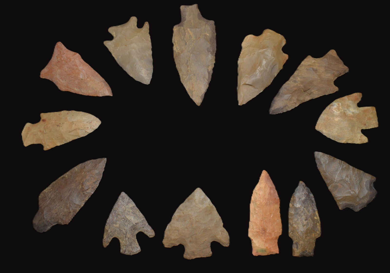13 Arrowheads from Tennessee - Rechips (1 of 3)