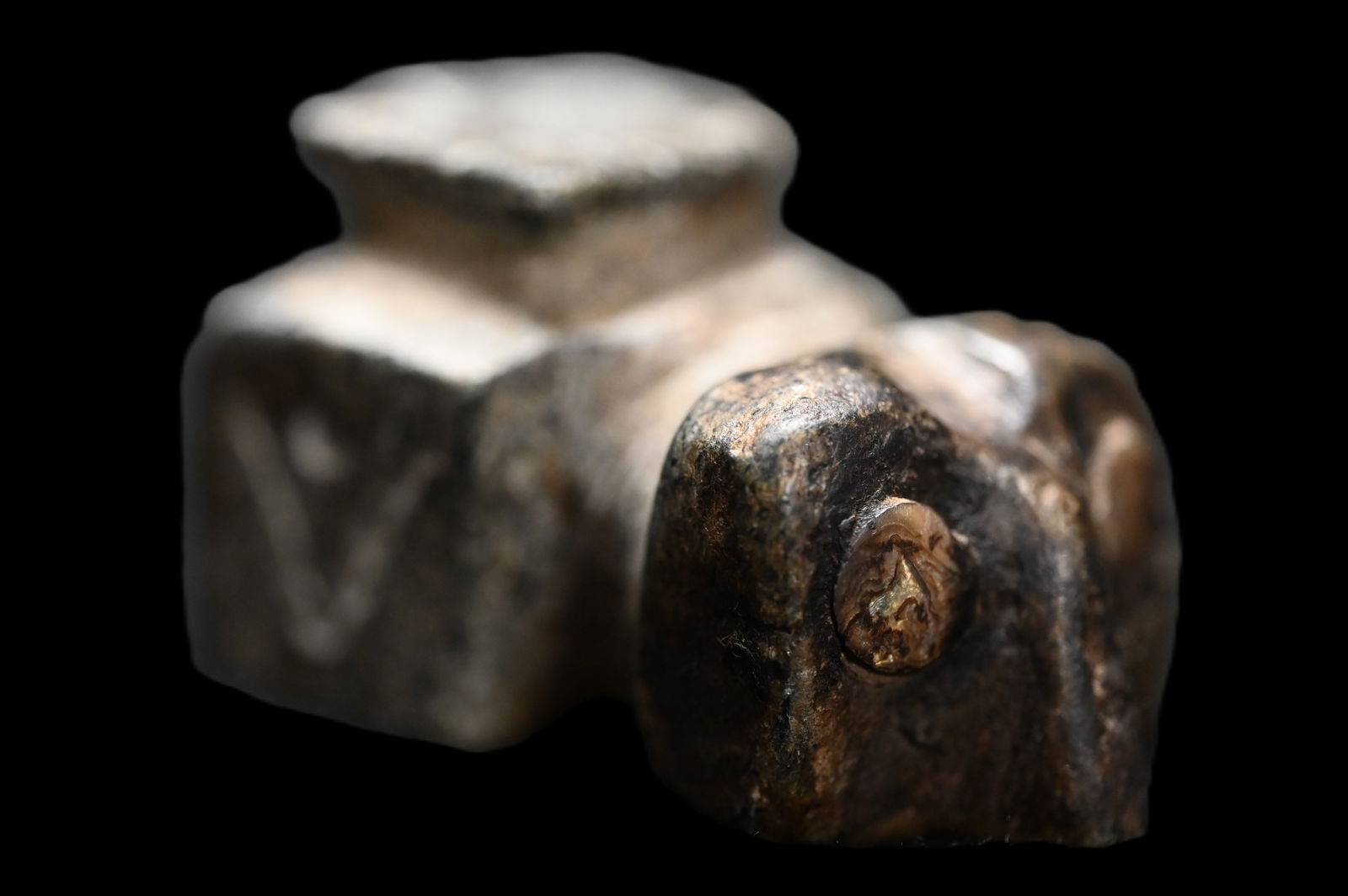 2 1/4" Owl Effigy Pipe with Shell Inlay Eyes Modern Made. (1 of 9)