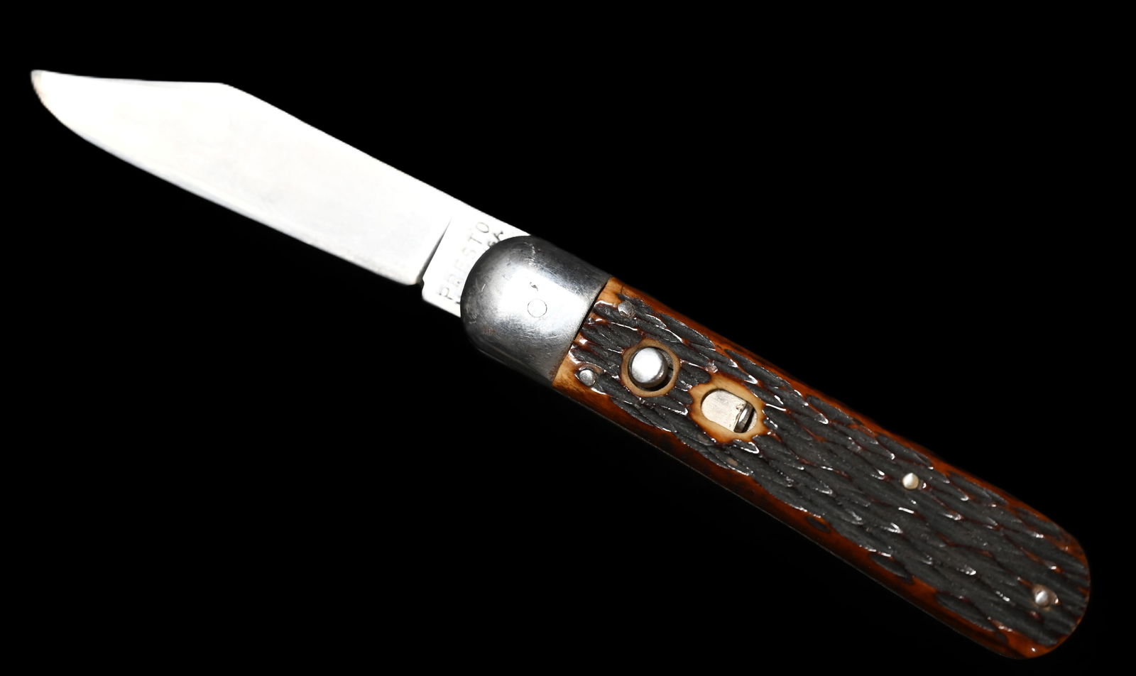 Geo Schrade Presto Switchblade Knife Antler Handle 3" blade. (1 of 10)