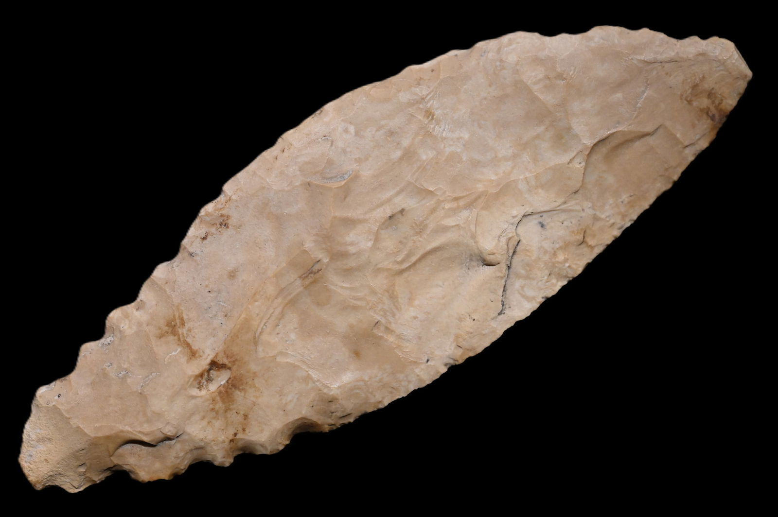 5 5/16" Paleo Knife Found in Fulton Co. Illinois serrated saw tooth on one end Ex: Dean Downing (1 of 5)