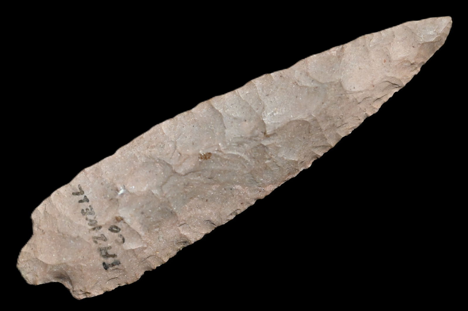 3 3/4" Adena Vanishing Stem Arrowhead Found in Tazwell Co. Illinois Ex: Dean Downing Collection. (1 of 5)