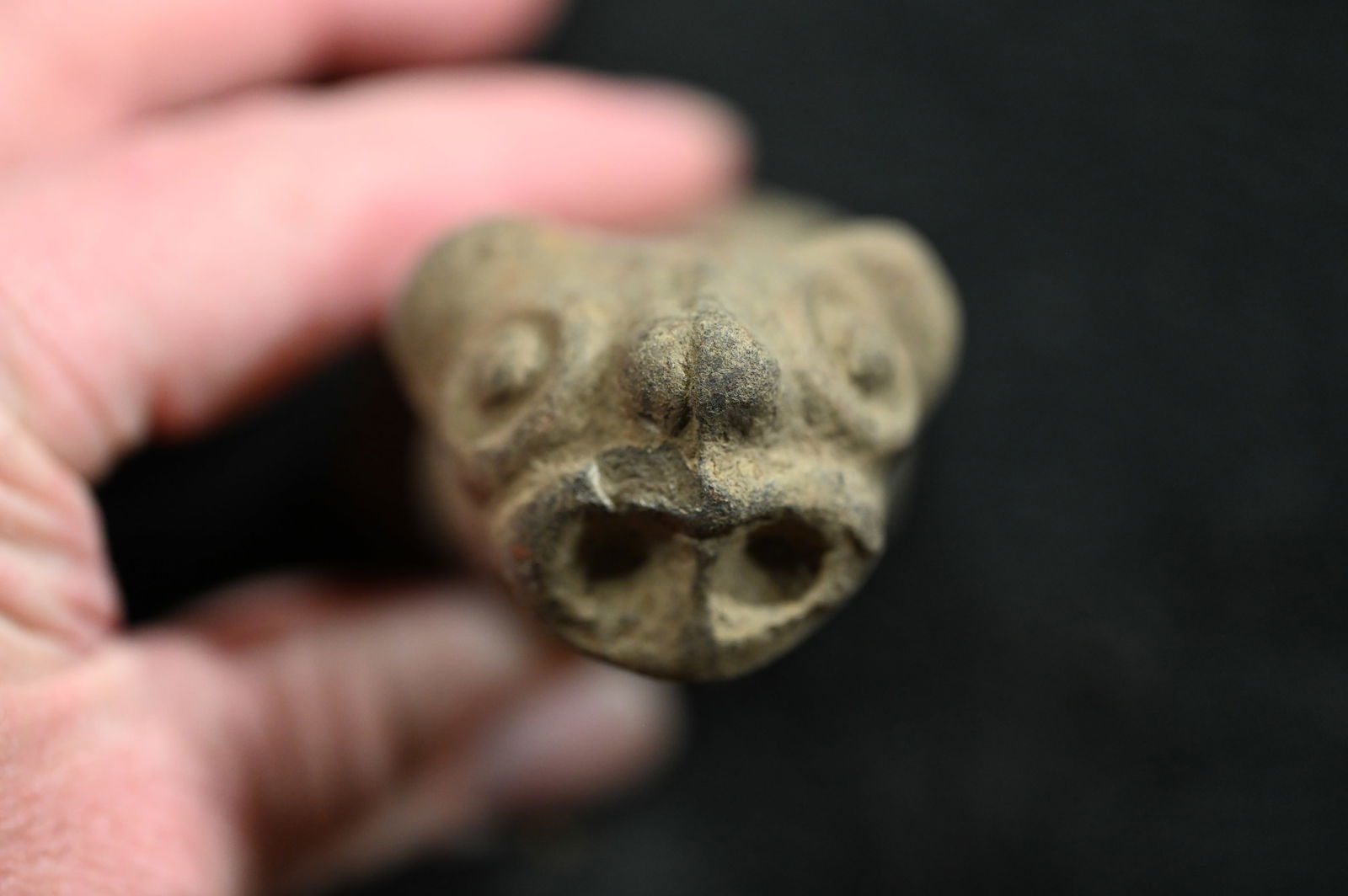 Jaguar Effigy Pottery Vessels 3 3/8" Section Pre-Columbian. (1 of 7)