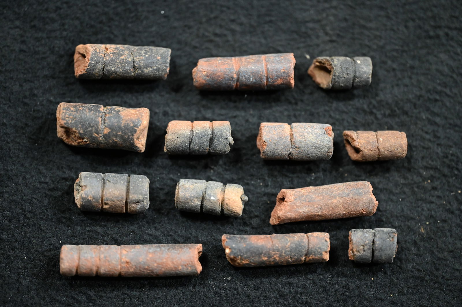 13 Pre-Columbian Pottery Beads 1 3/4" Longest. (1 of 3)