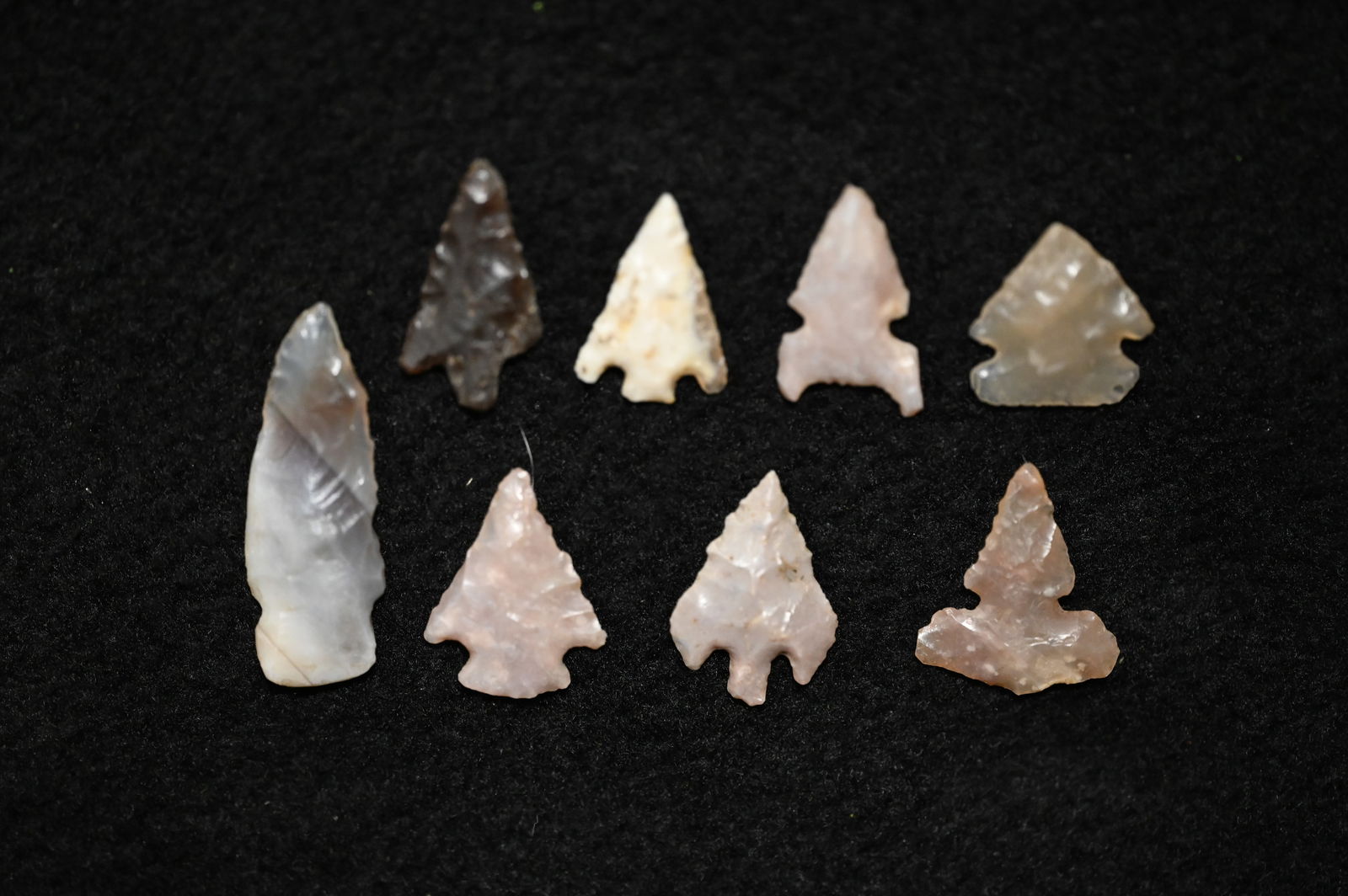 8 Gem Bird Points Found in South Dakota 1 5/16" Longest. Knife River and Agate Materials. (1 of 4)