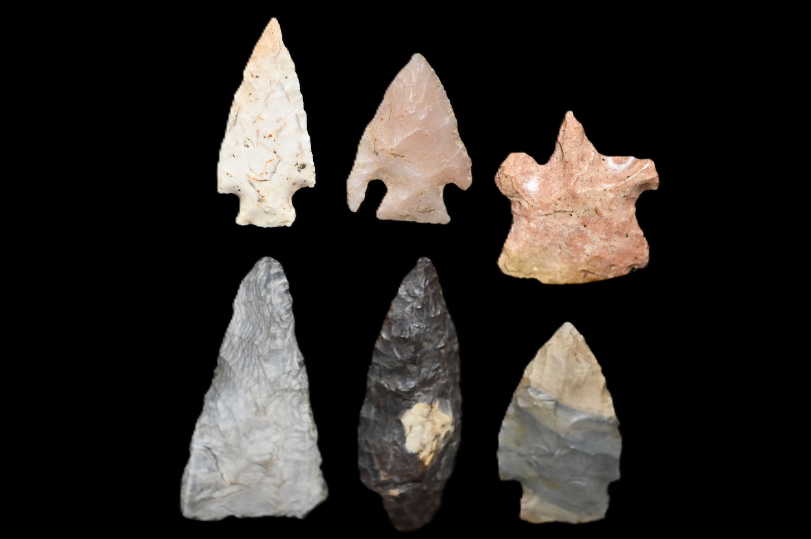 6 Arrowheads Found in St. Clair Co. Illinois 2 3/8" Longest. (1 of 7)
