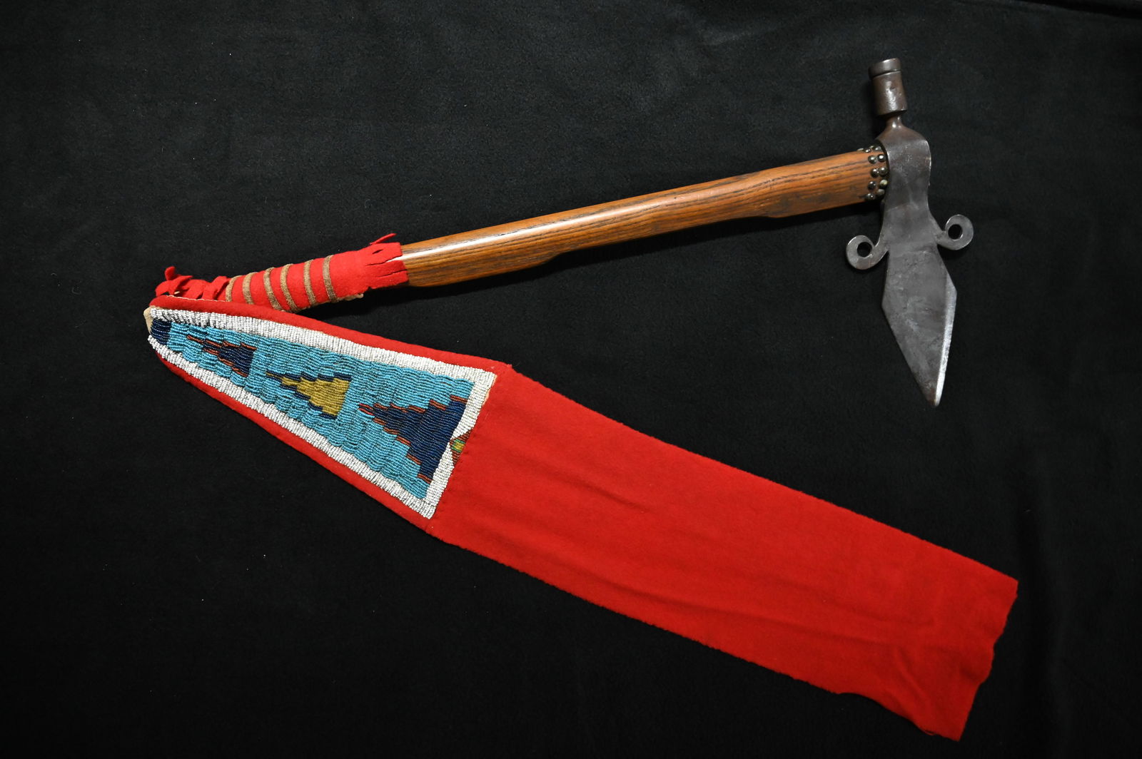 Hand Forged Brass Spontoon Pipe Tomahawk w/Beaded Drop. Rare type of Shoshone or Arapaho 25" Pipe (1 of 12)
