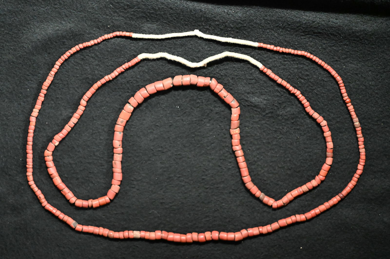 2 Red Clay Trade Bead Necklaces.: 2 Red Clay Trade Bead Necklaces.