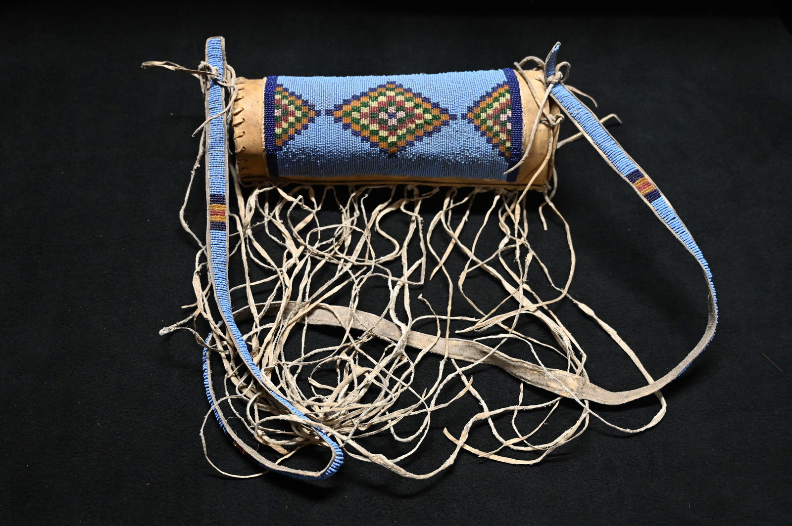 Beaded Parfleche Cylinder with Straps. (1 of 9)