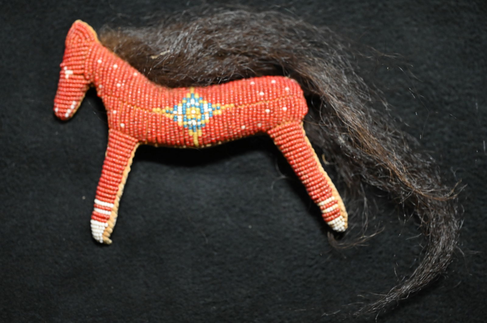 5 1/2" Beaded Leather Horse Fetish.: 5 1/2" Beaded Leather Horse Fetish.