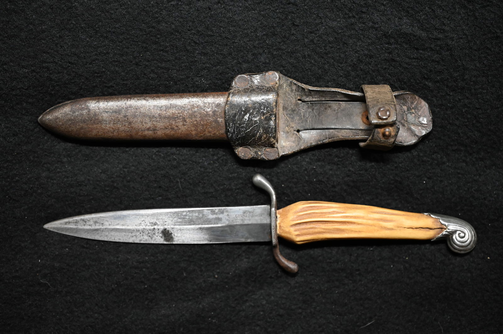 19th Century Czech Dirk Dagger with leather sheath 9". (1 of 10)