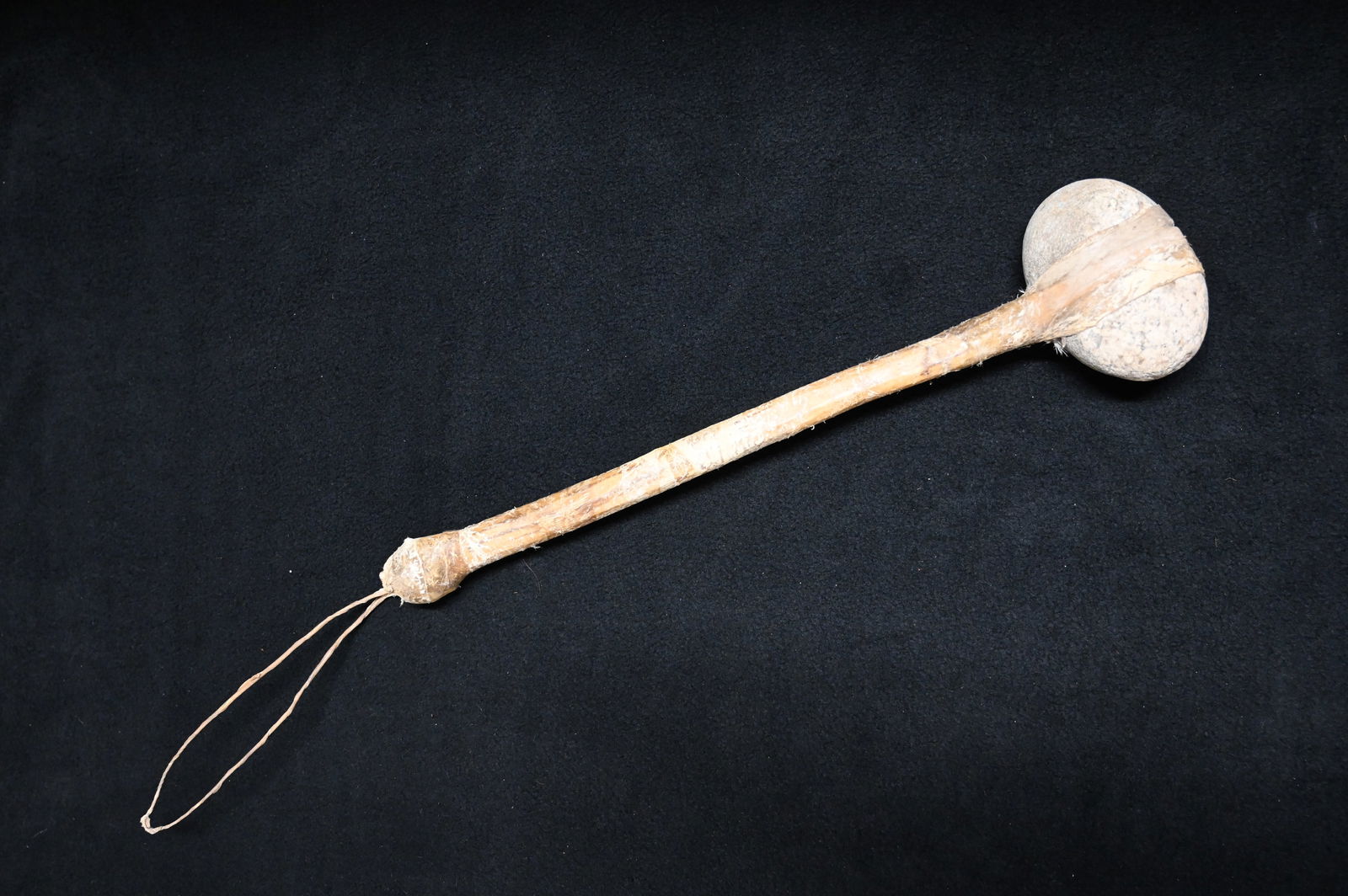 Rawhide Wrapped Plains Stone War Club 16".: Rawhide Wrapped Plains Stone War Club 16".