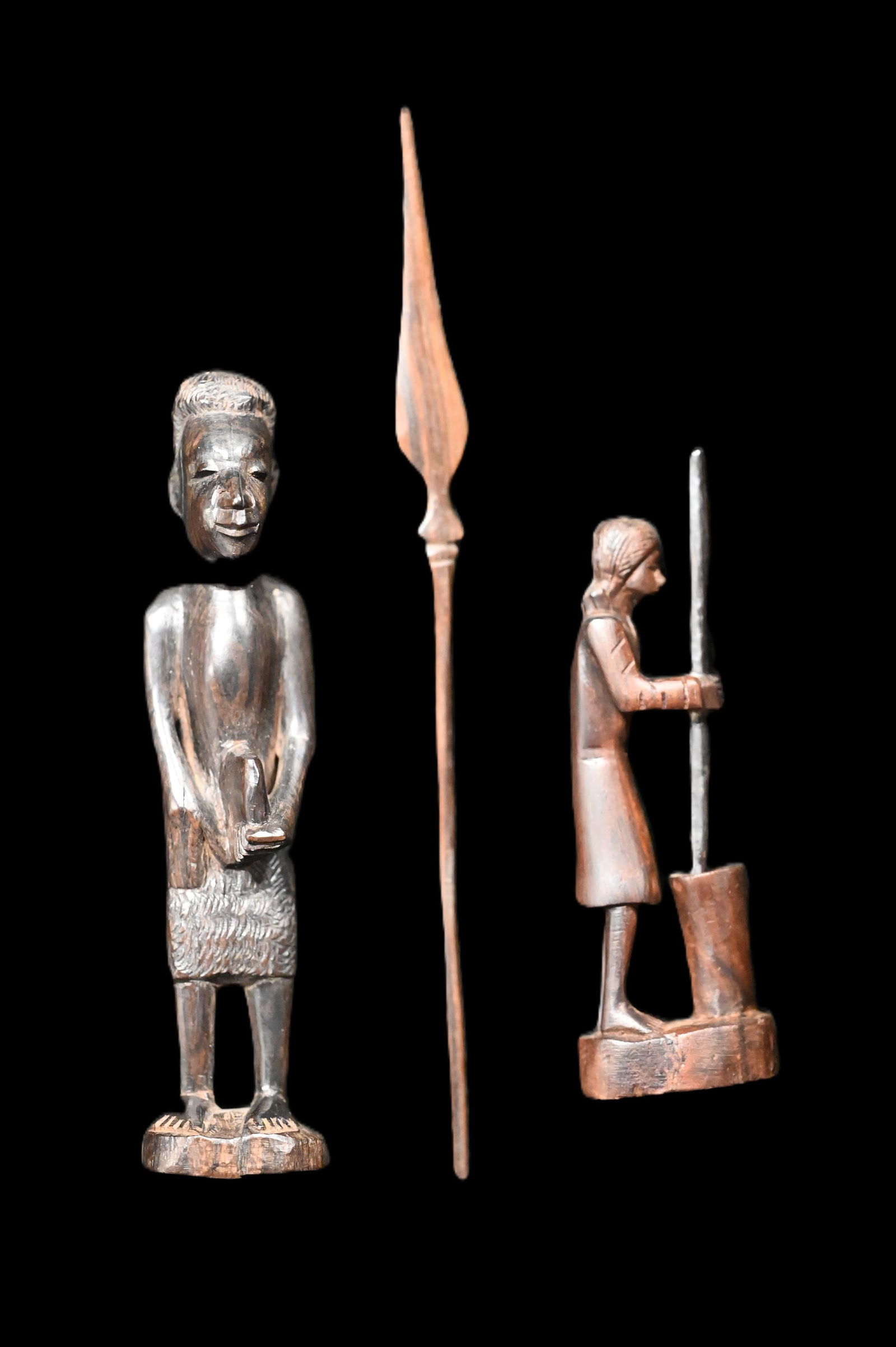 2 Makonde Tribe African Wood Carvings 6" Tallest. (1 of 5)