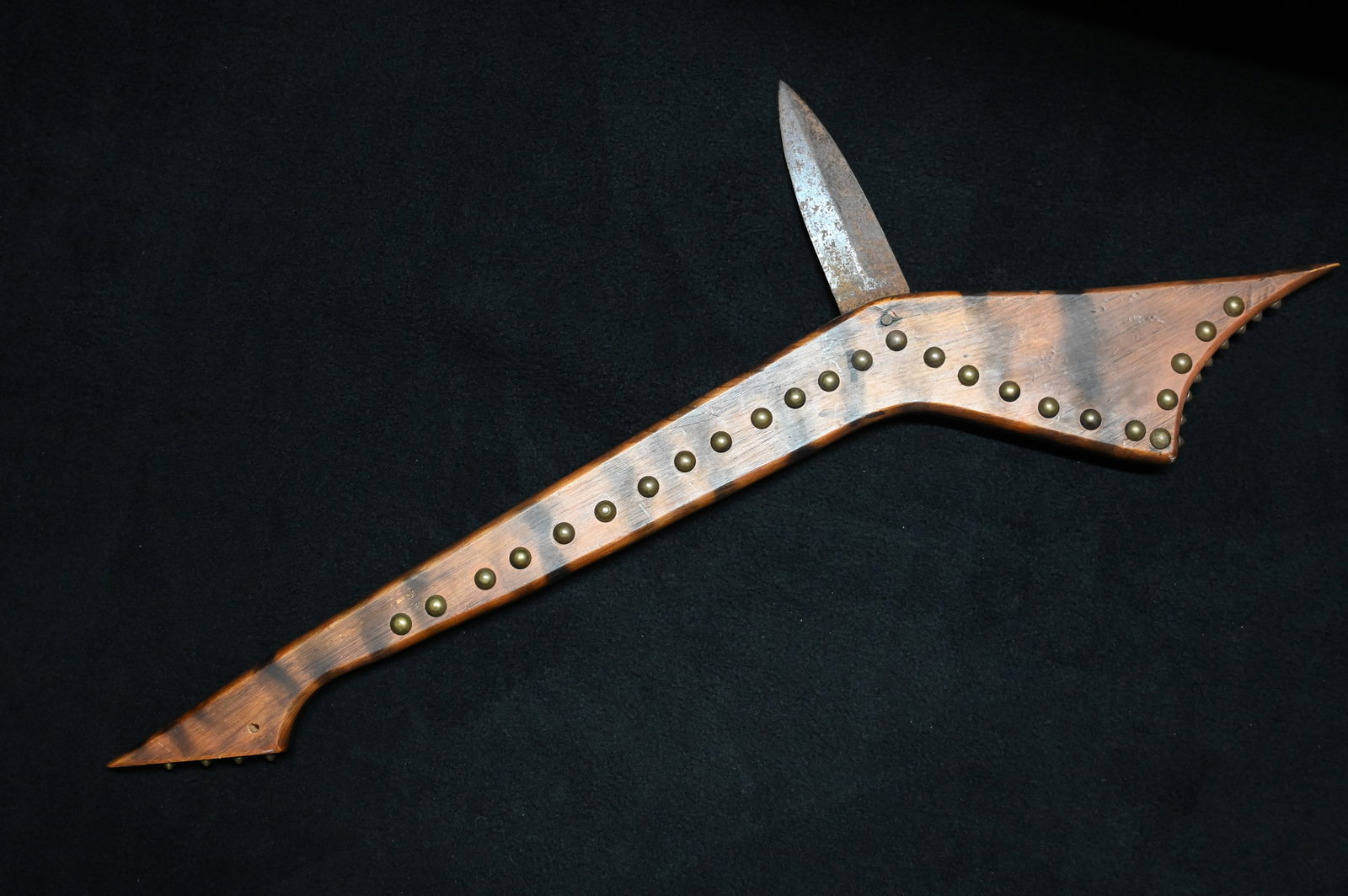 25" Tacked Gunstock War Club.: 25" Tacked Gunstock War Club.