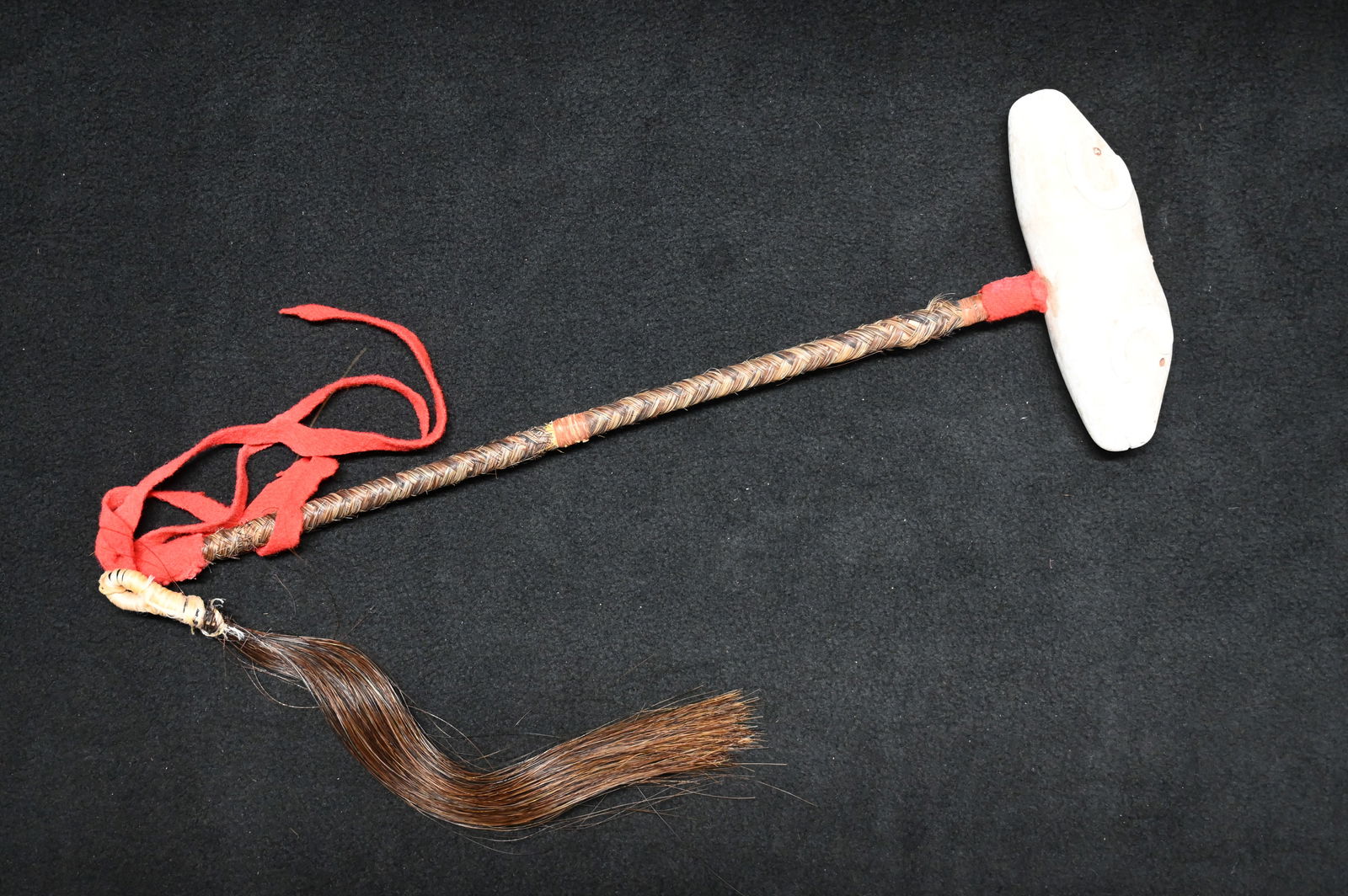 Ram Effigy Plains War Club with Horse Hair Drop 18". (1 of 8)