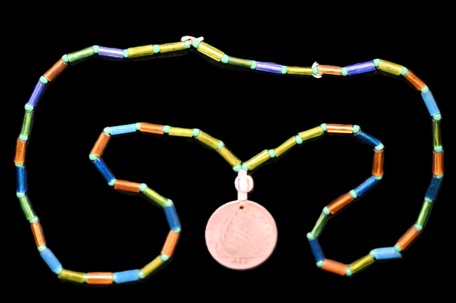1851 Trade Dollar Beaded Necklace "Re-Strike".: 1851 Trade Dollar Beaded Necklace "Re-Strike".