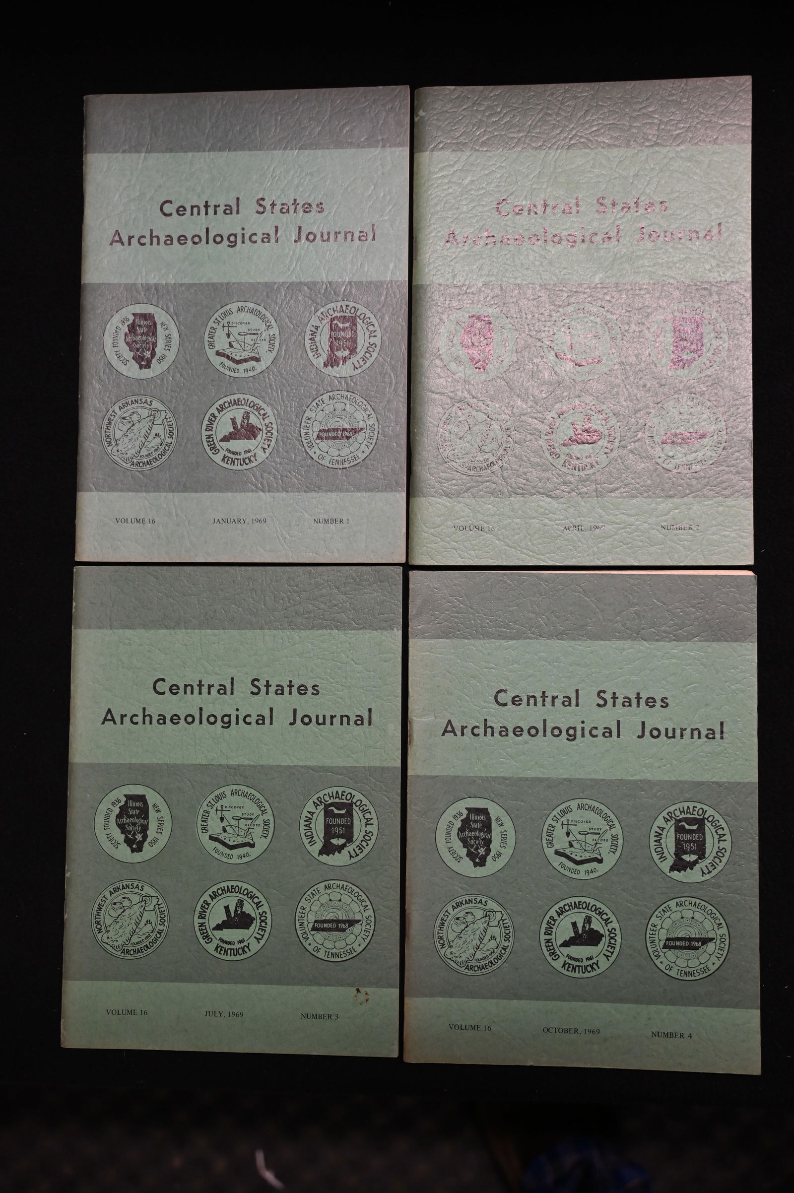 Central States Archaeological Journals 1969 Volume 16 set of 4 journals. (1 of 5)