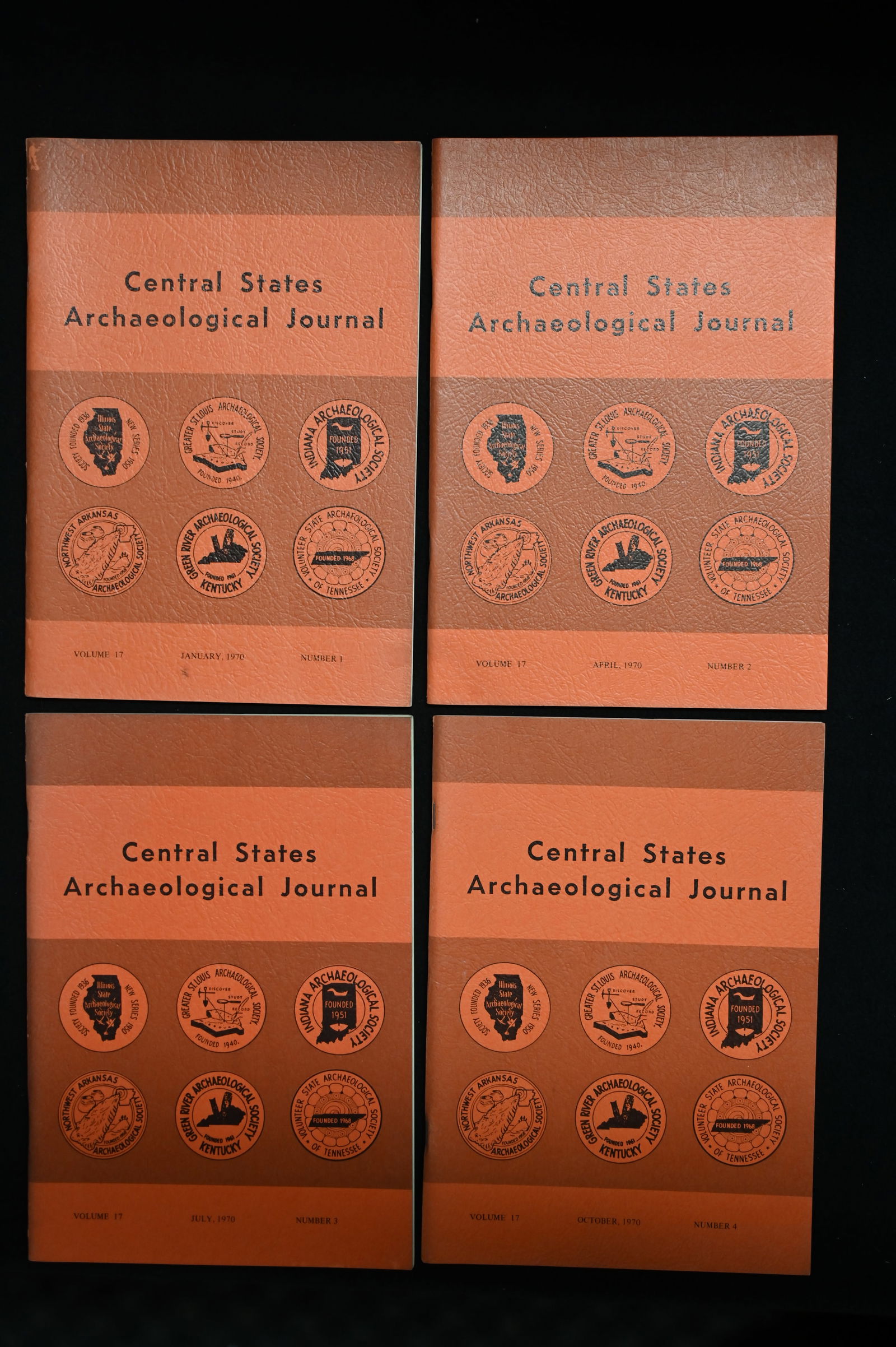 Central States Archaeological Journals 1970 Volume 17 set of 4 journals. (1 of 5)