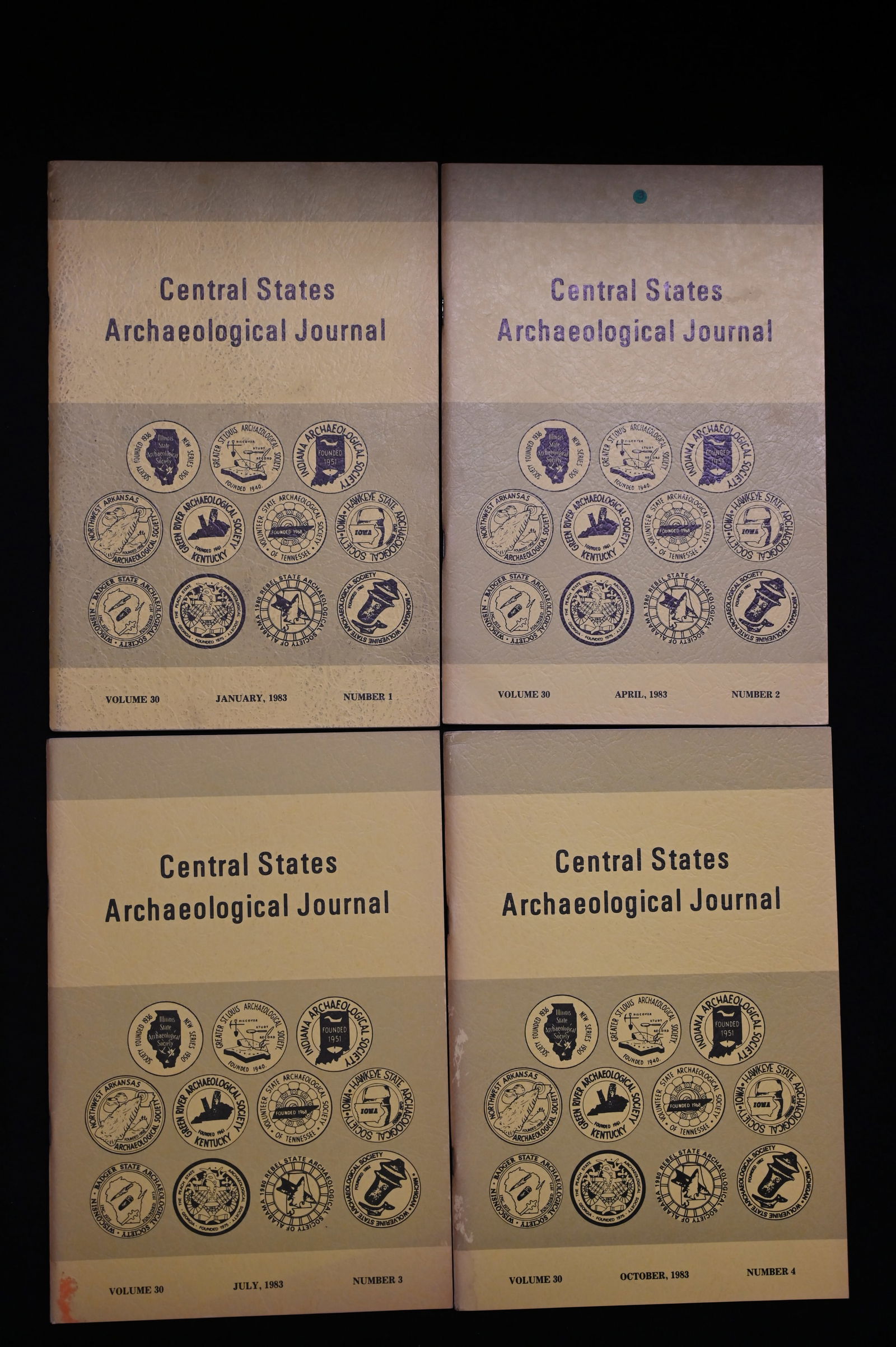 Central States Archaeological Journals 1983 Volume 30 set of 4 journals. (1 of 5)