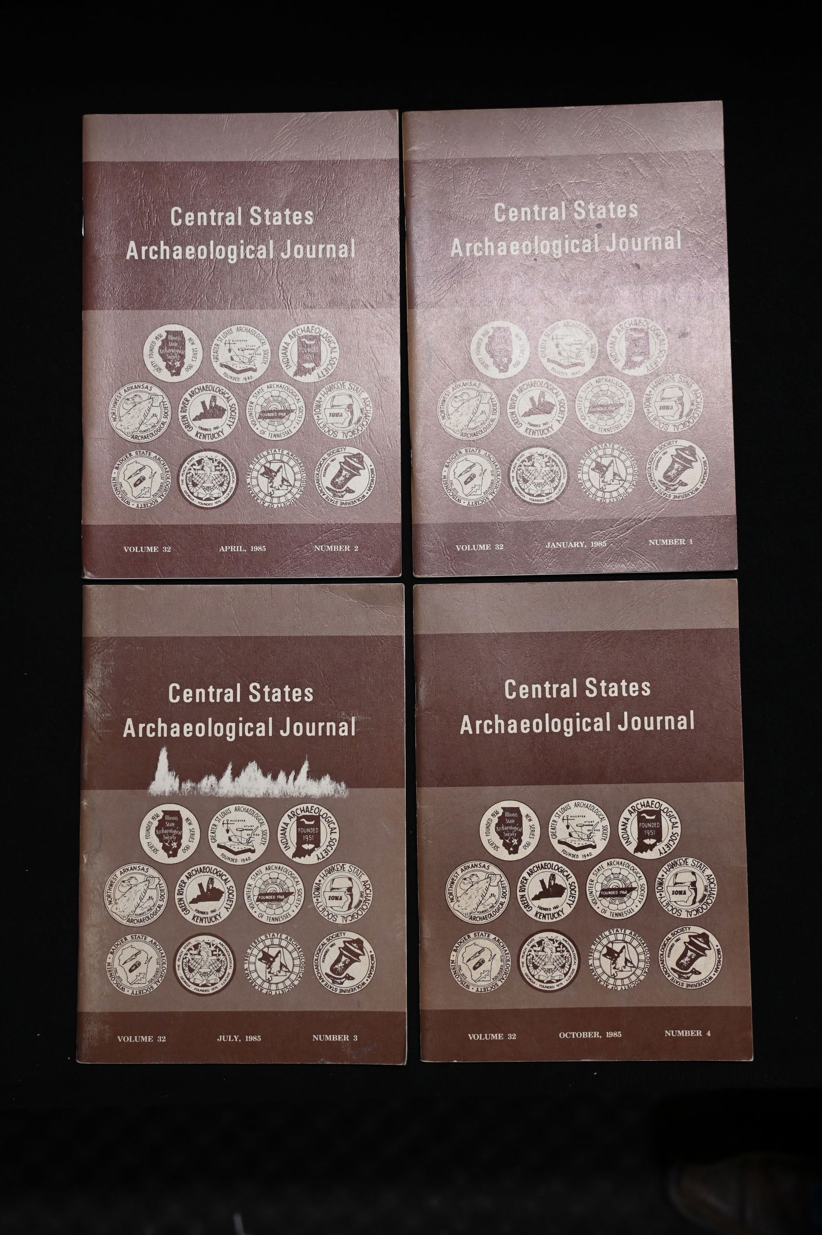 Central States Archaeological Journals 1985 Volume 32 set of 4 journals. (1 of 5)