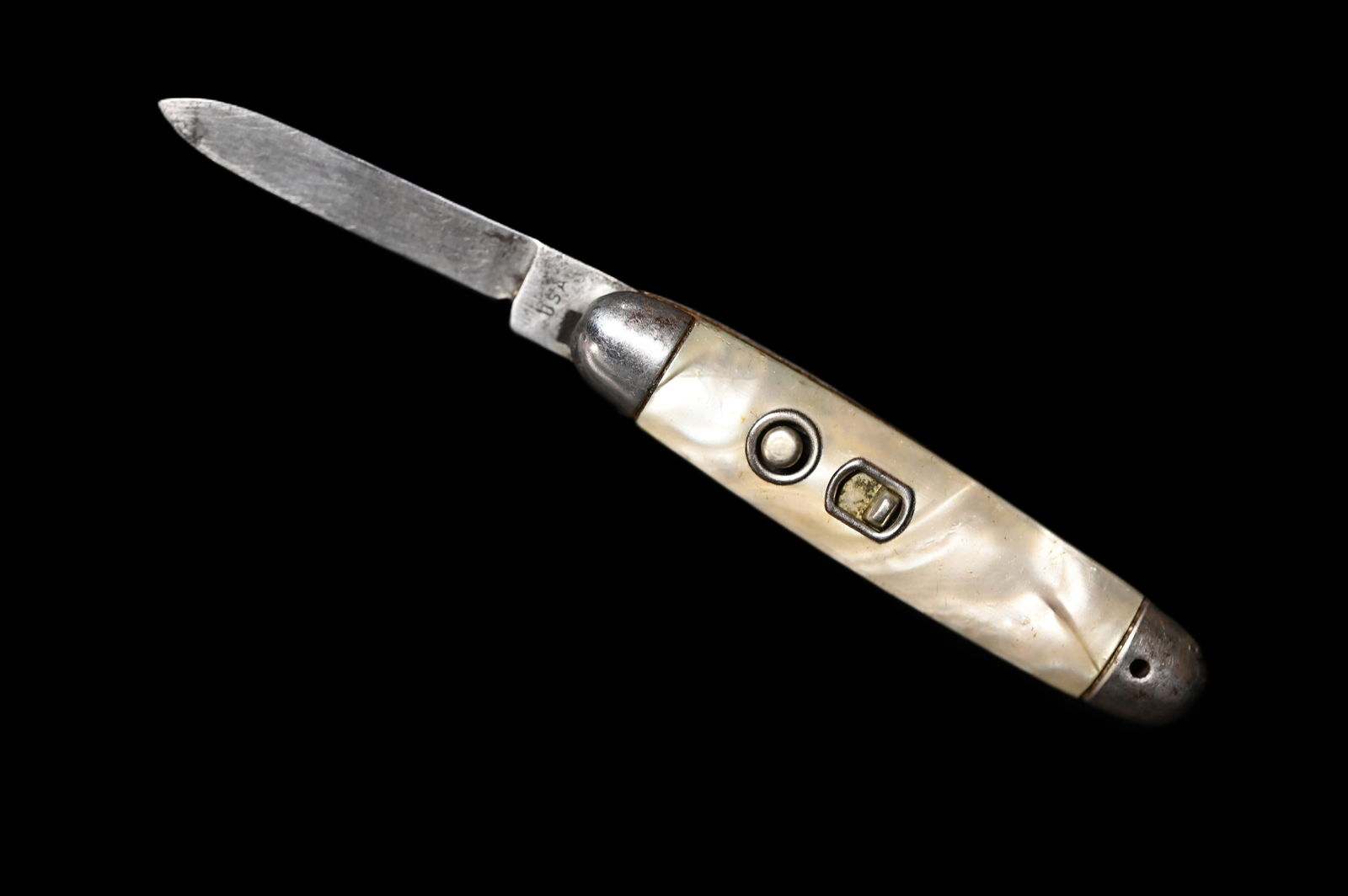 Imperial Jackomatic Jr. Switchblade Knife missing the keychain. Cracked ice handle. Works great.: Imperial Jackomatic Jr. Switchblade Knife missing the keychain. Cracked ice handle. Works great.