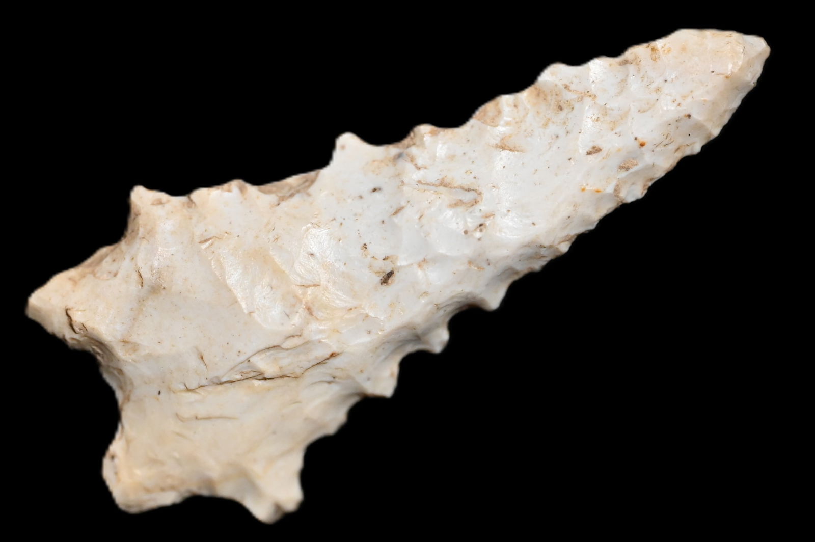 2 1/8" Serrated Kirk Stemmed Arrowhead Found in KY/TN Ex: Walt McIntyre Collection. (1 of 5)