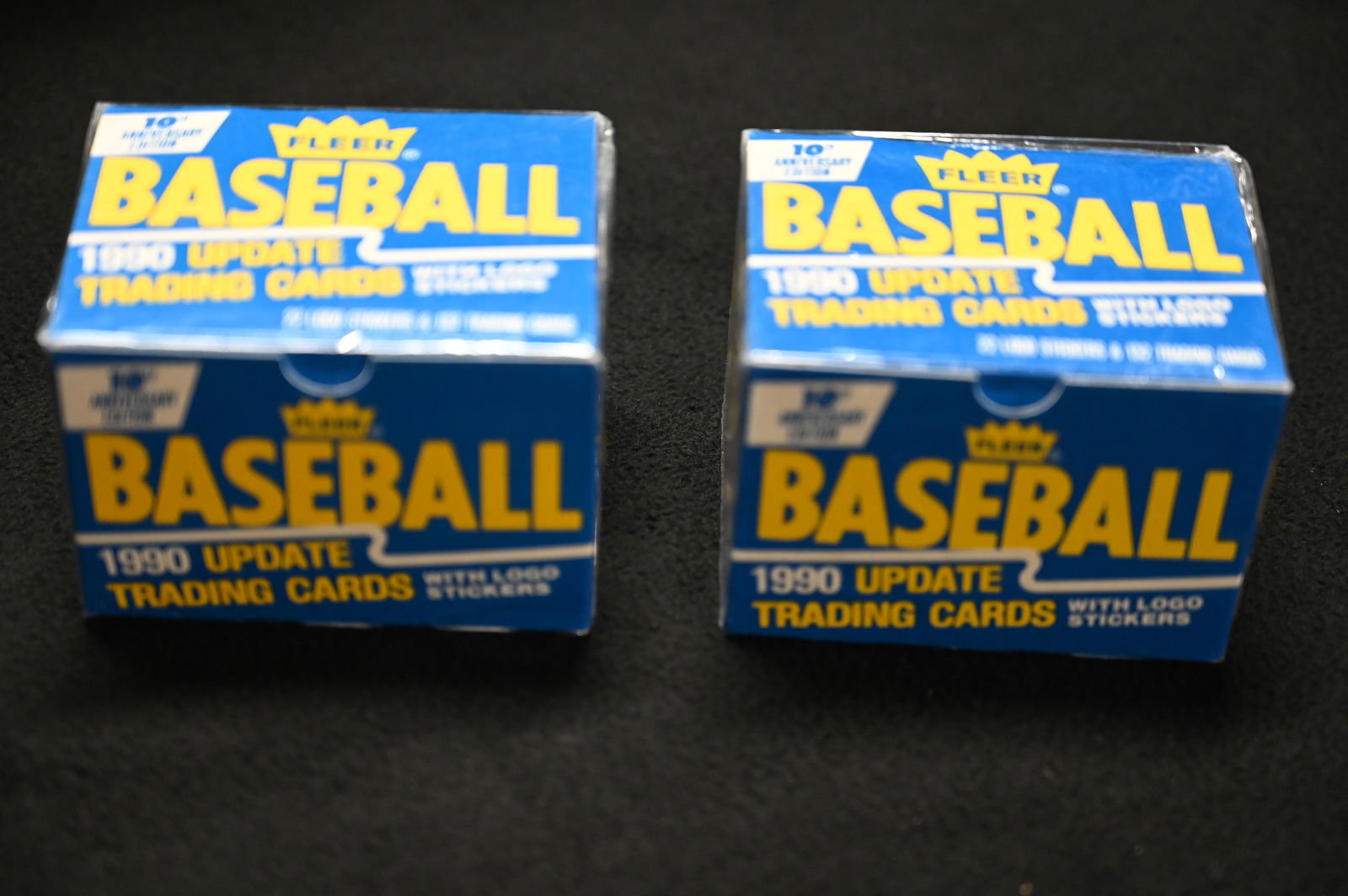 2 Sets of 1990 Fleer Baseball Update Trading Cards with logo stickers "sealed". (1 of 3)