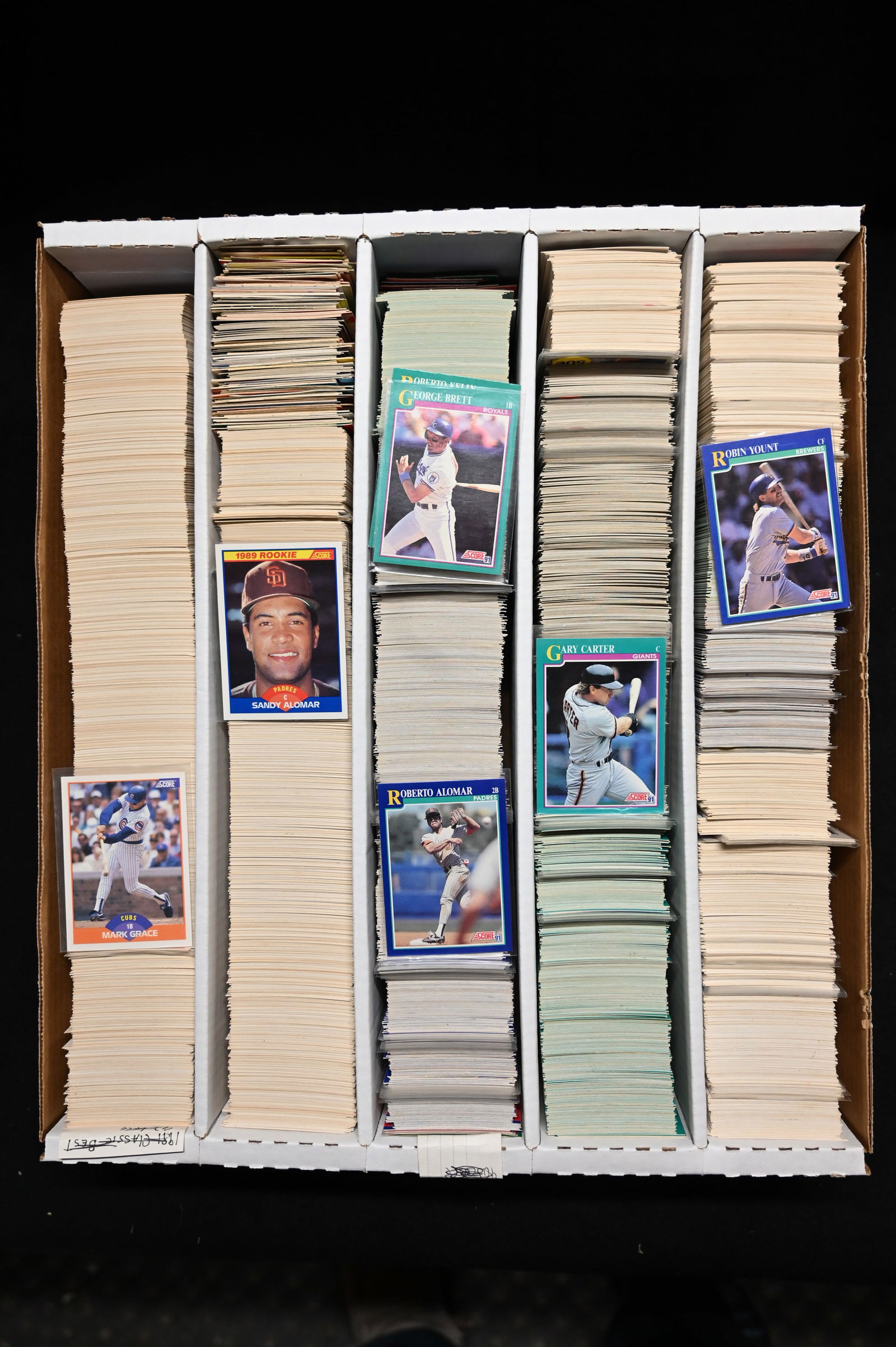 5000 Approx. Baseball Cards 1989-91 Score stored in a large collector card box. We did not search (1 of 3)